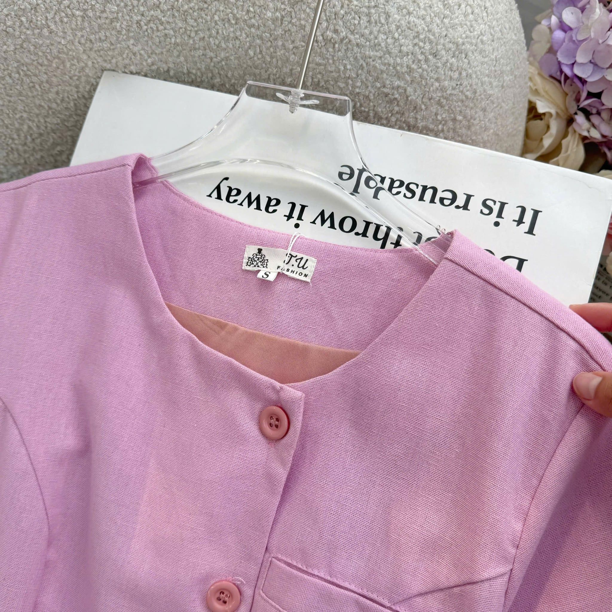 Đầm Thiết Kế Cổ Tròn Đính Nút Dáng Ngắn Basic Đầm Đi Tiệc TuTu Store Mã D1937