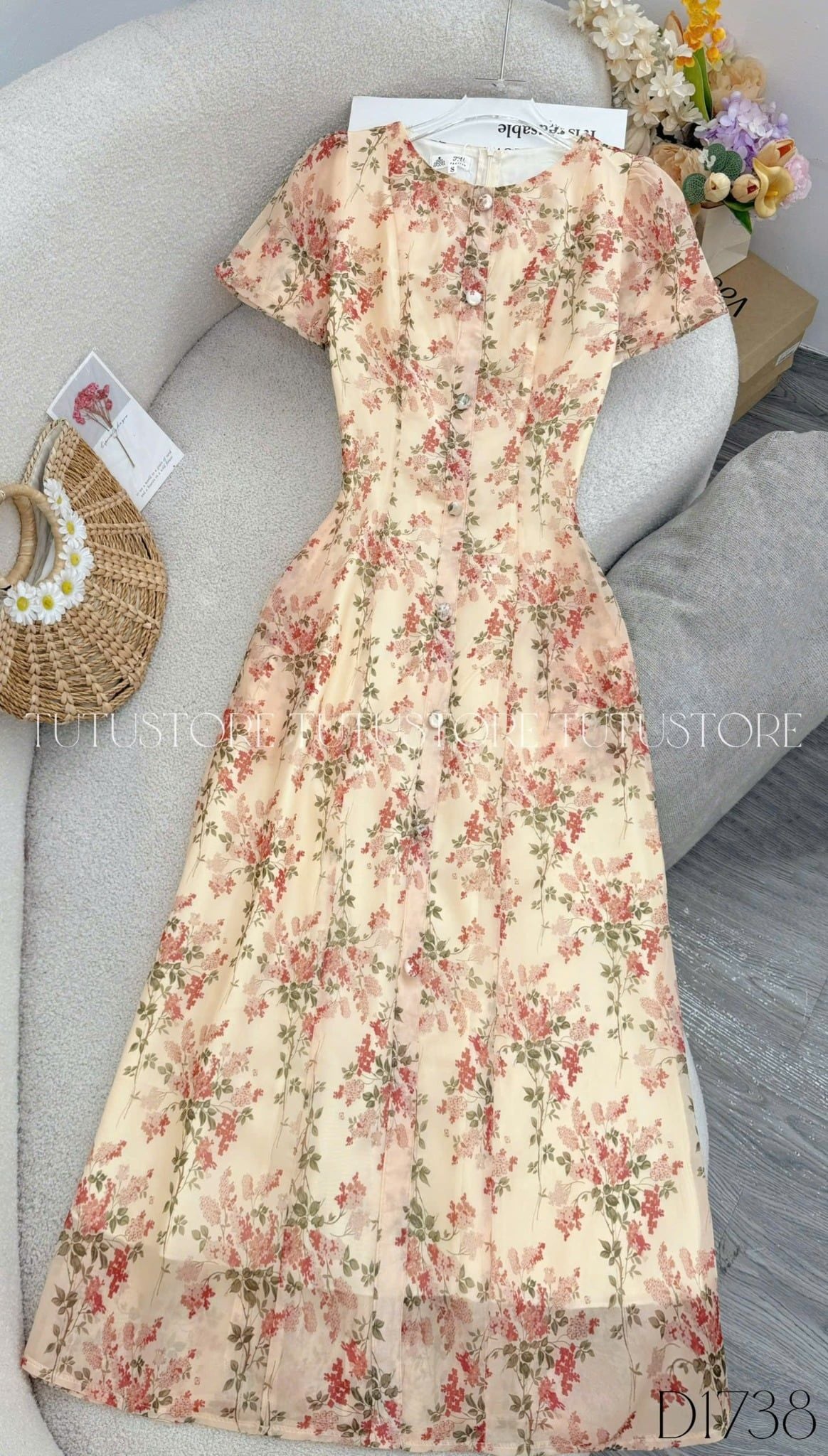 Đầm Thiết Kế Cổ Thuyền Dáng Xòe Nhẹ Nhàng Xinh Xắn Đi Chơi TuTu Store Mã D1738