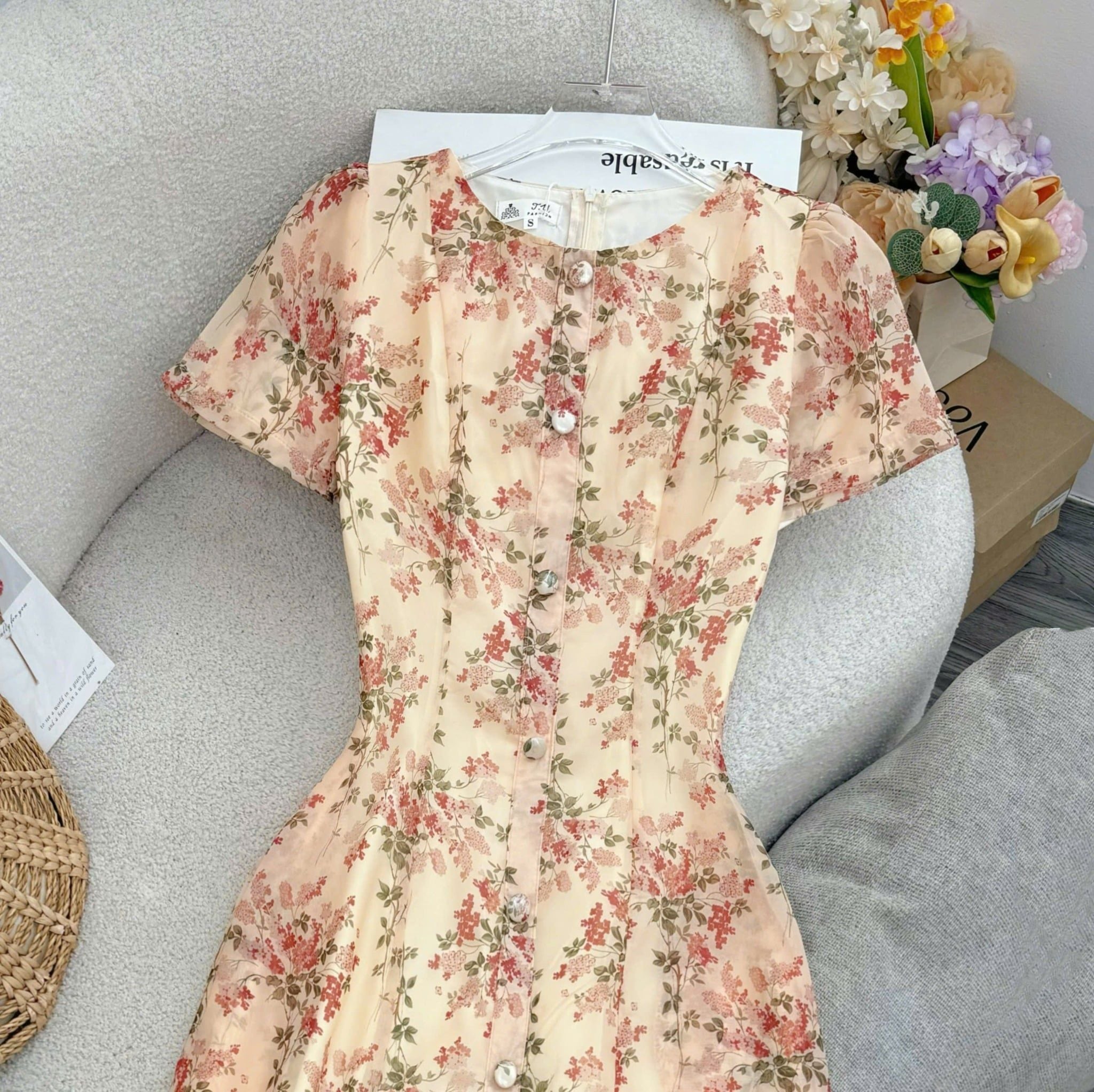 Đầm Thiết Kế Cổ Thuyền Dáng Xòe Nhẹ Nhàng Xinh Xắn Đi Chơi TuTu Store Mã D1738