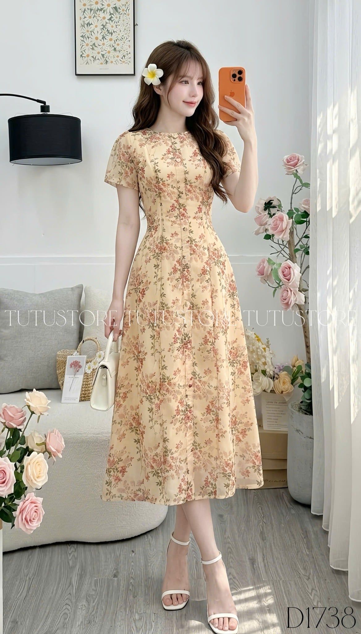 Đầm Thiết Kế Cổ Thuyền Dáng Xòe Nhẹ Nhàng Xinh Xắn Đi Chơi TuTu Store Mã D1738