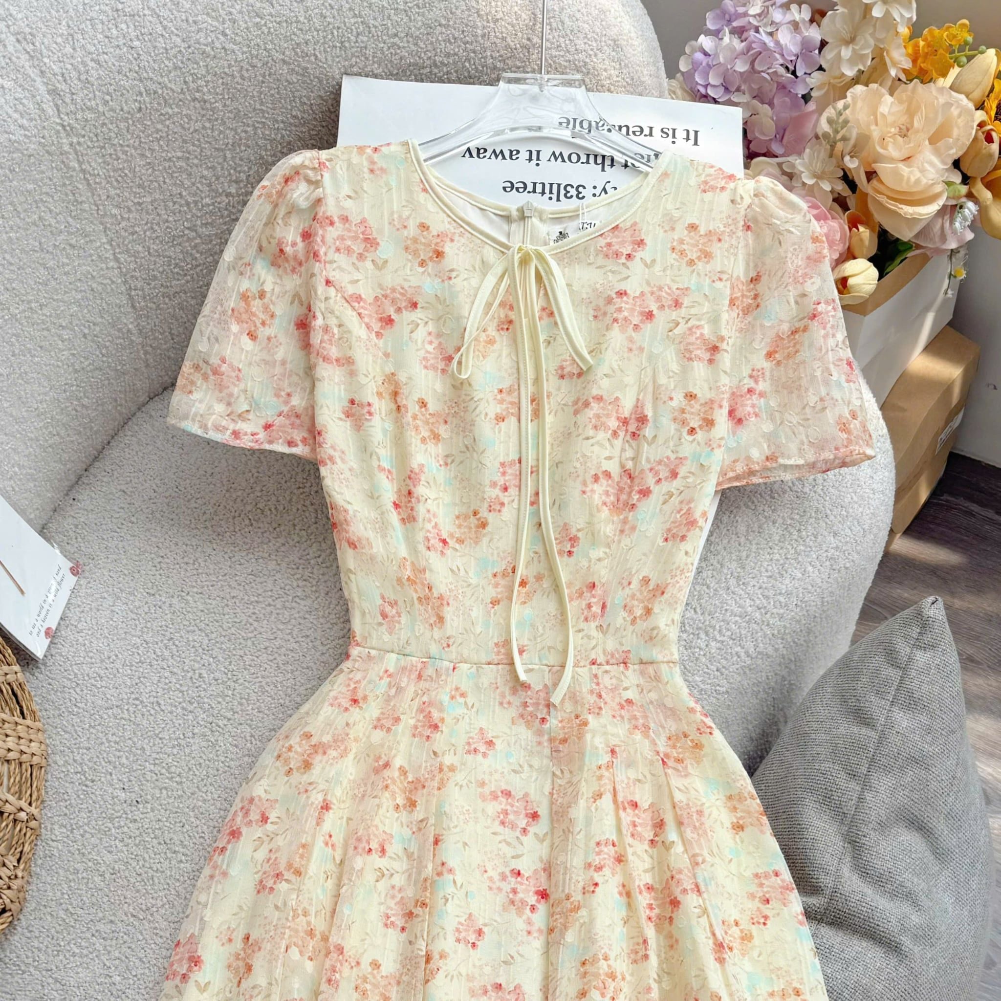 Đầm Thiết Kế Chi Tiết Cổ Tròn Dáng Xòe Đầm Đi Tiệc TuTu Store Mã D1958