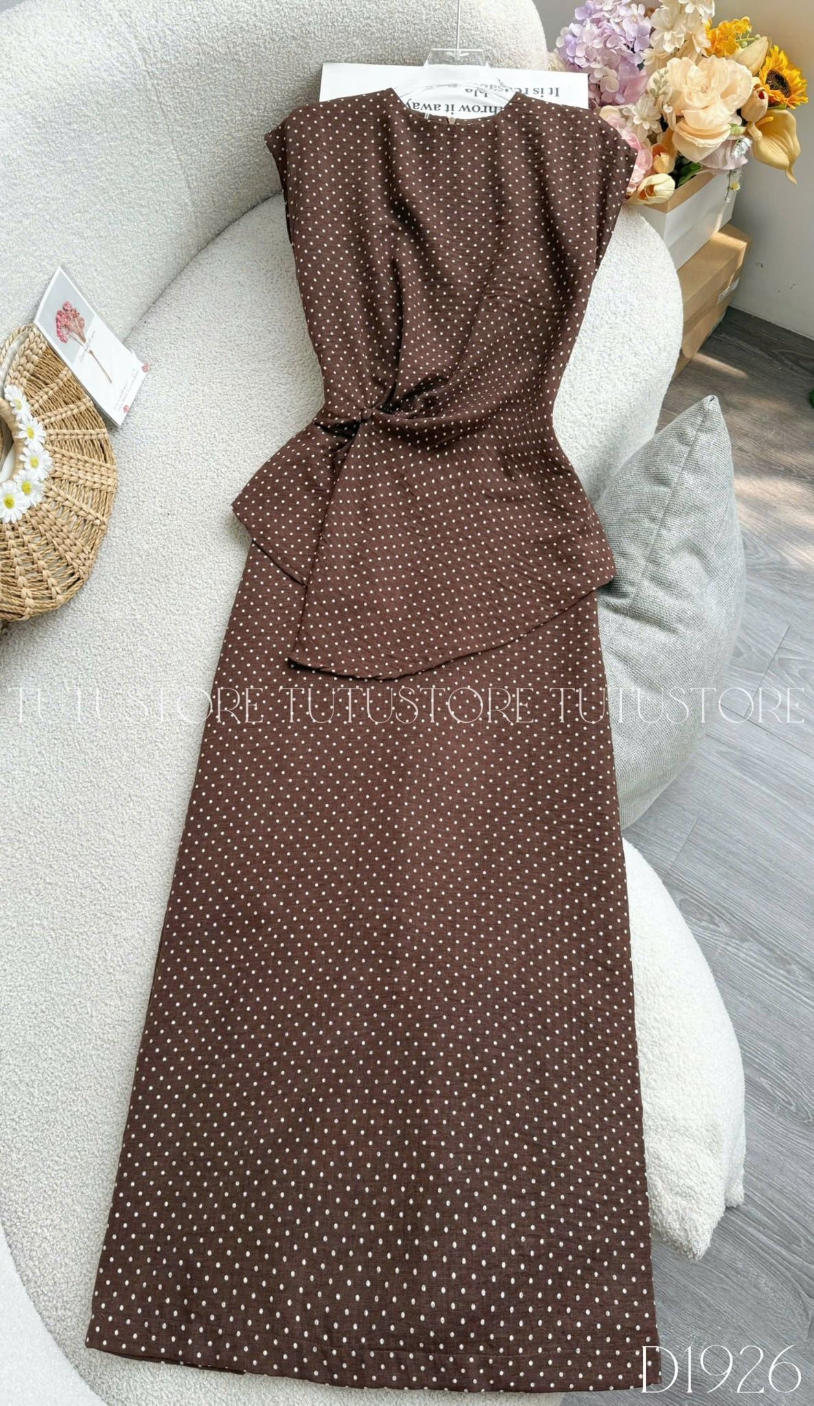 Đầm Thiết Kế Cổ Tròn Tay Hến Chiết Eo Dáng Dài Đầm Đi Tiệc TuTu Store Mã D1926