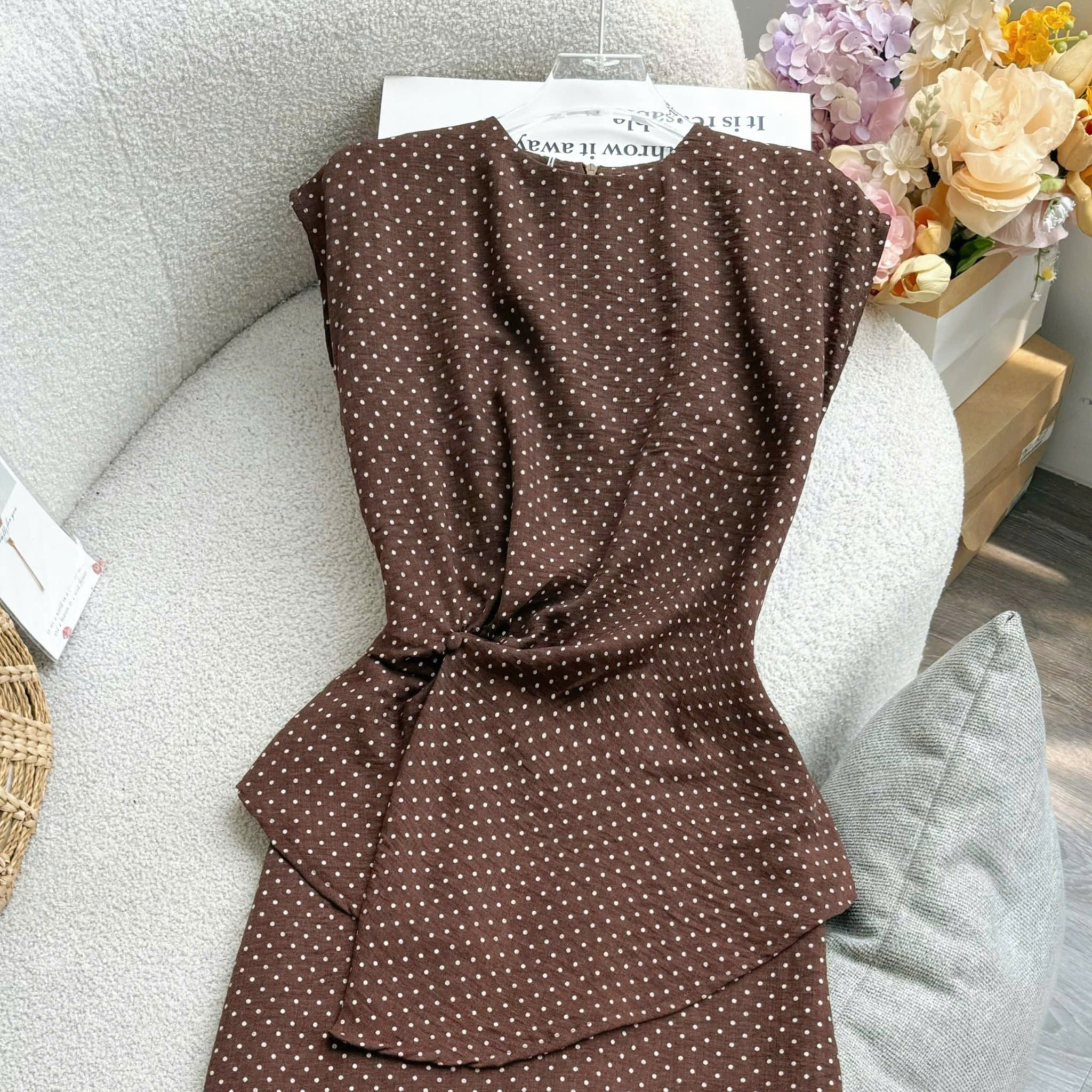 Đầm Thiết Kế Cổ Tròn Tay Hến Chiết Eo Dáng Dài Đầm Đi Tiệc TuTu Store Mã D1926