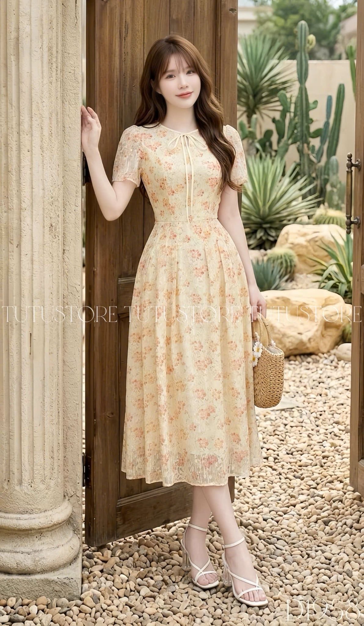 Đầm Thiết Kế Chi Tiết Cổ Tròn Dáng Xòe Đầm Đi Tiệc TuTu Store Mã D1958