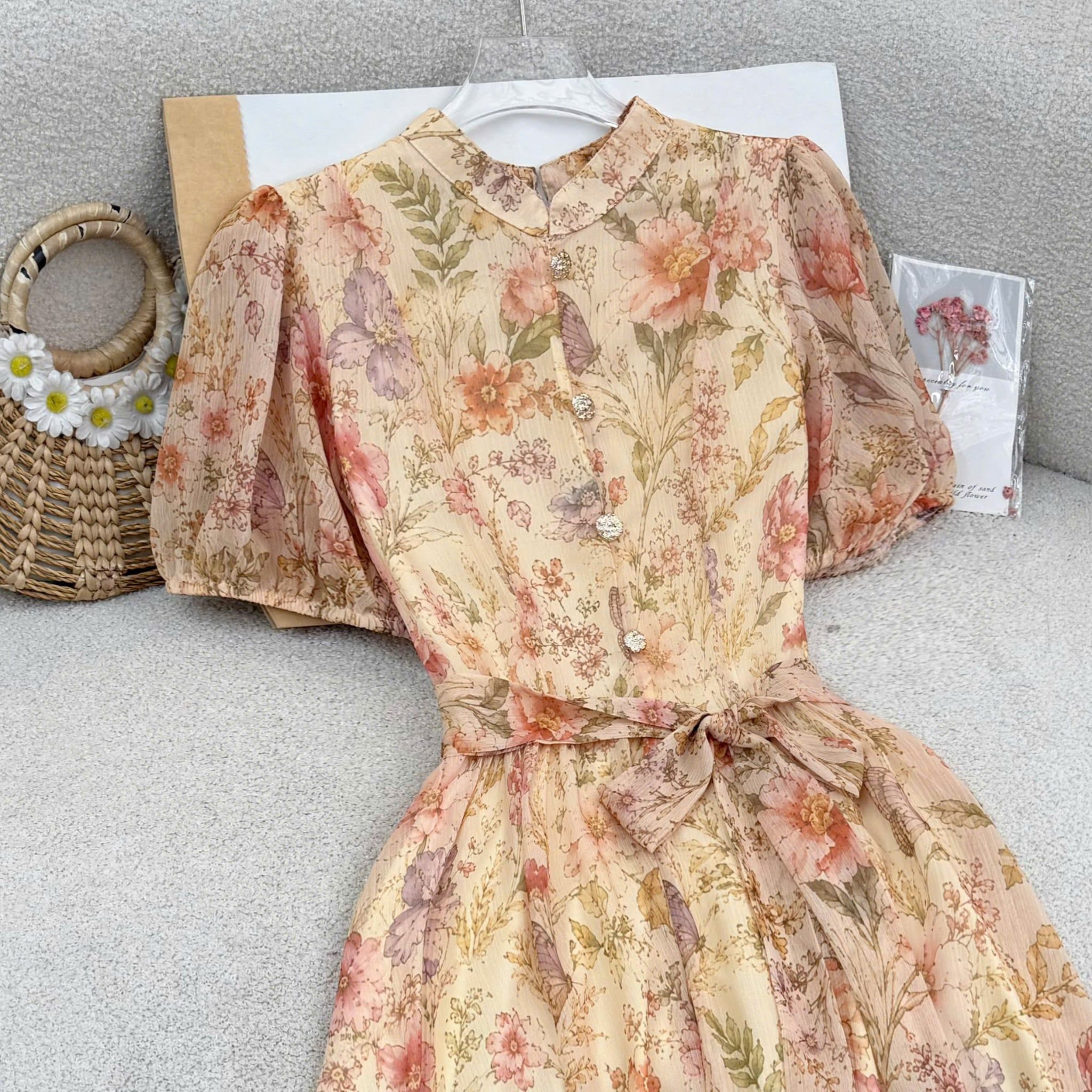 Đầm Thiết Kế Thắt Nơ Eo Cổ Tròn Tay Dài Dáng Xòe Đi Tiệc TuTu Store Mã D1919