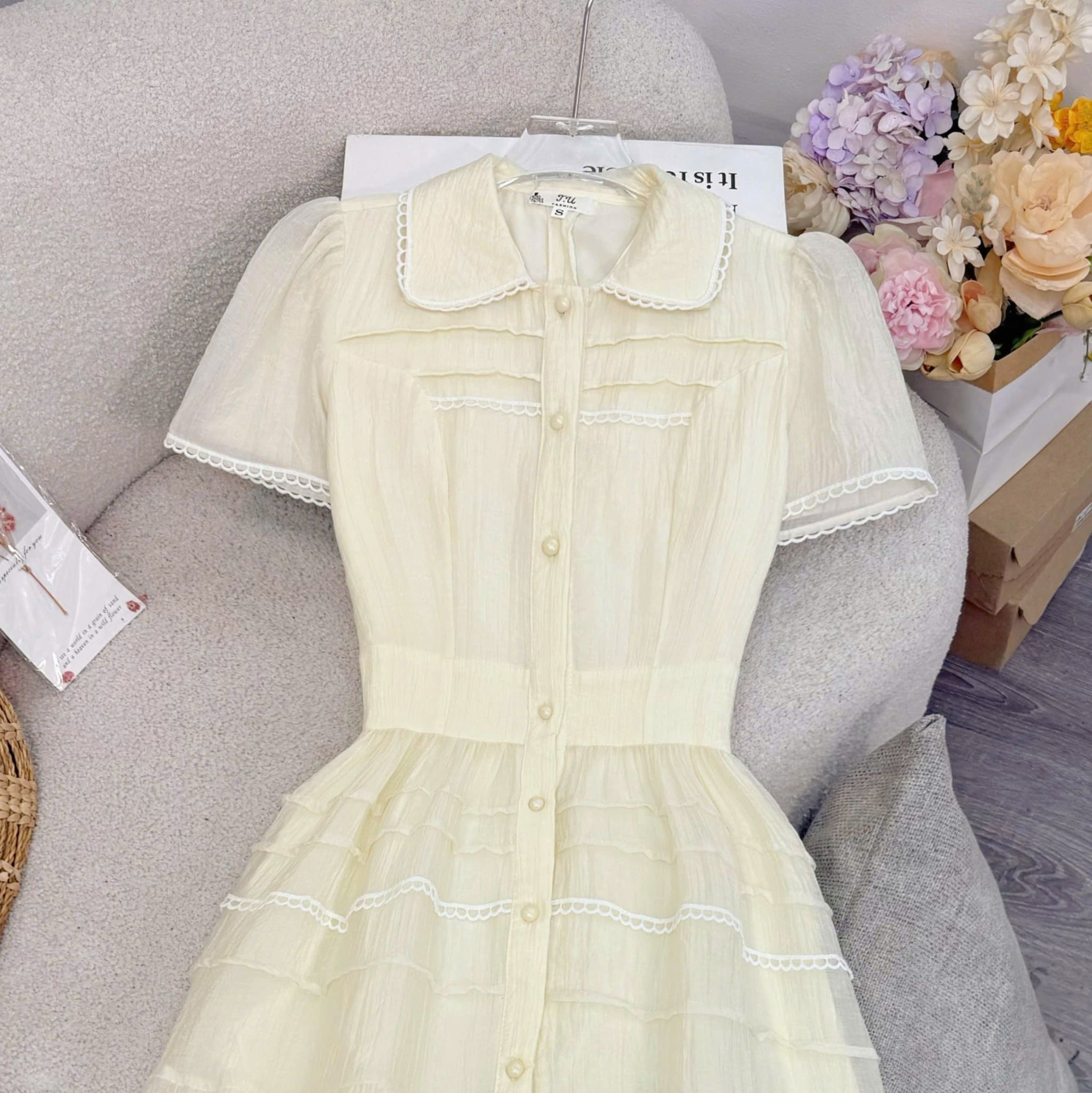 Đầm Thiết Kế Cổ Kiểu Sơ Mi Dáng Xòe Đầm Đi Tiệc TuTu Store Mã D1905