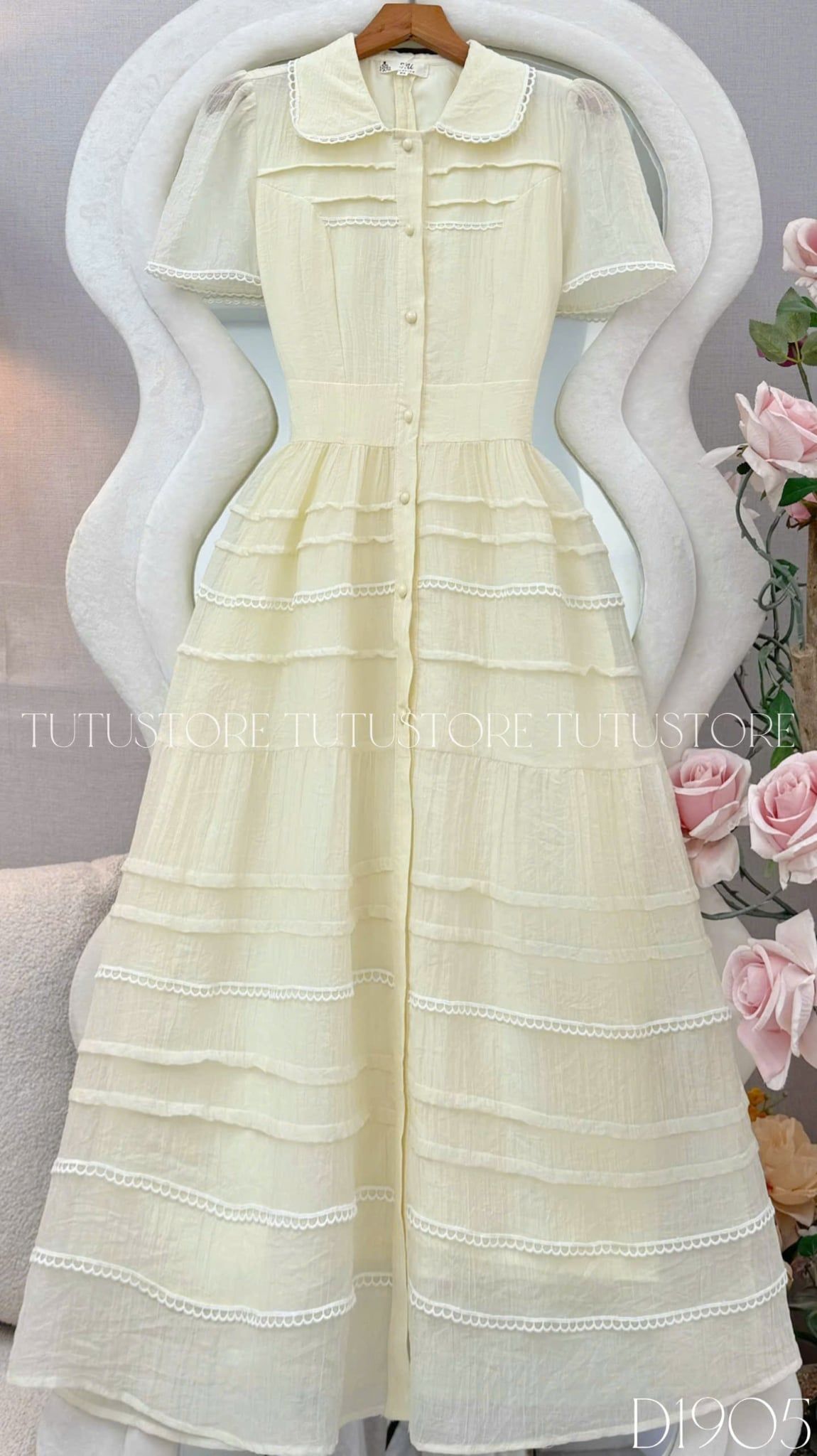 Đầm Thiết Kế Cổ Kiểu Sơ Mi Dáng Xòe Đầm Đi Tiệc TuTu Store Mã D1905