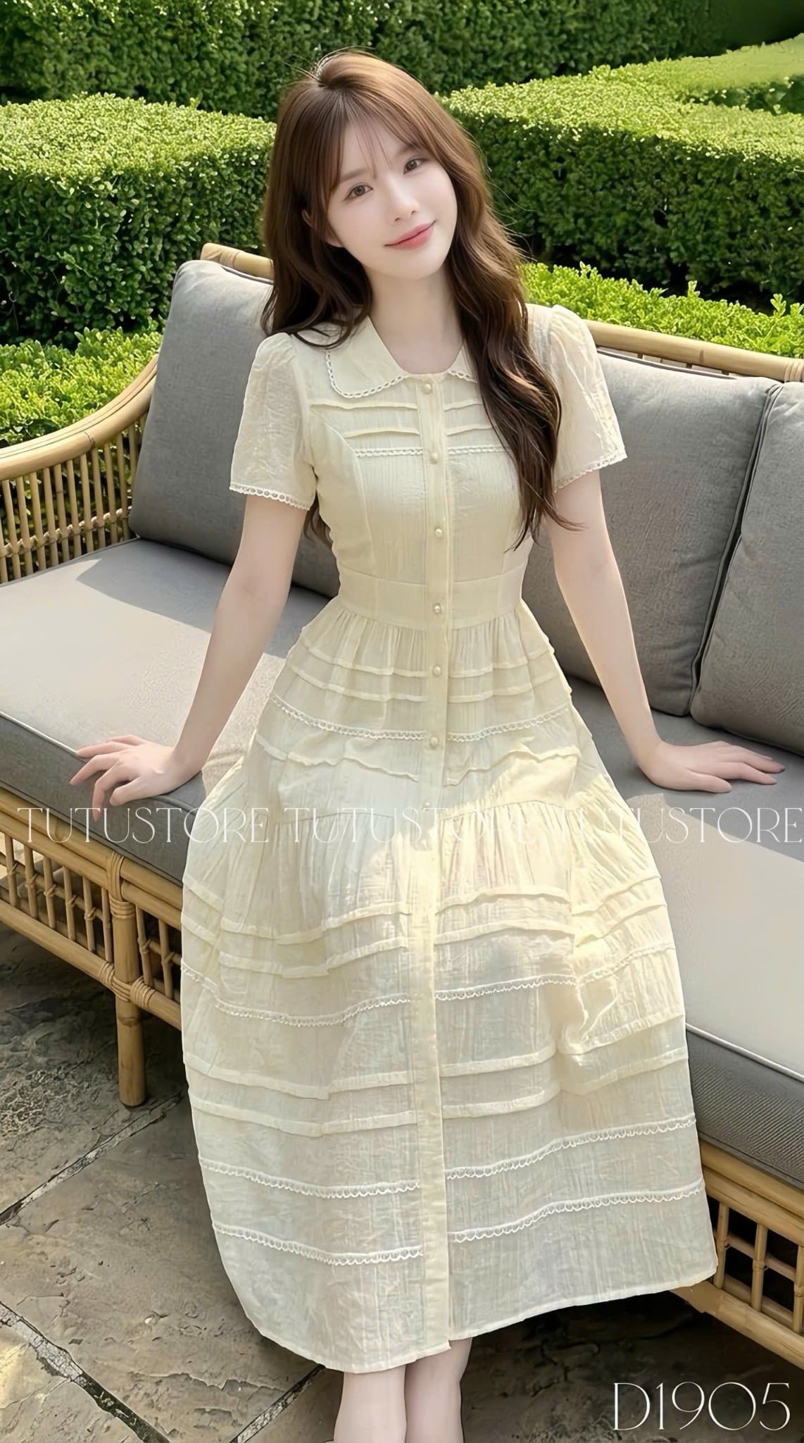 Đầm Thiết Kế Cổ Kiểu Sơ Mi Dáng Xòe Đầm Đi Tiệc TuTu Store Mã D1905