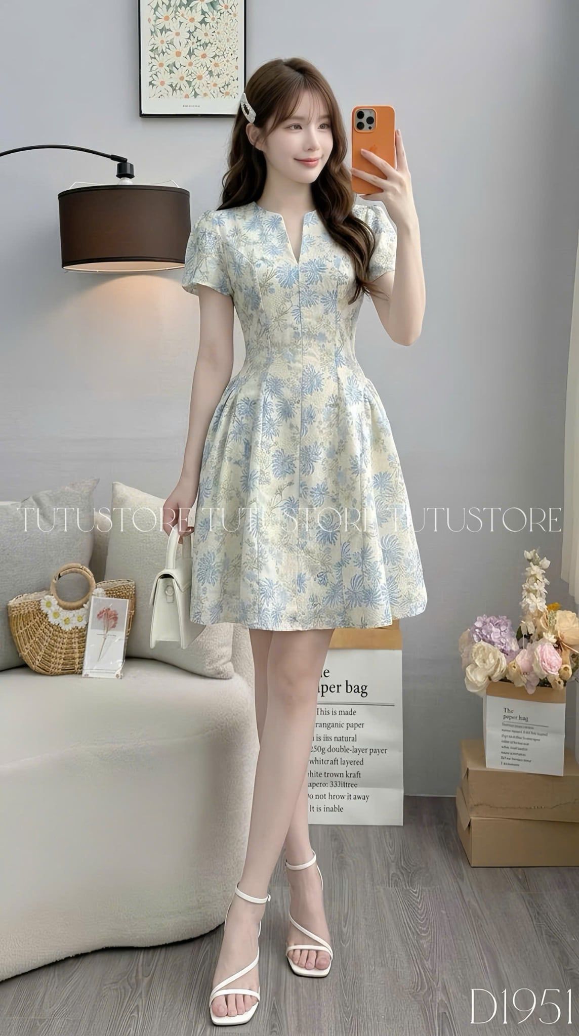 Đầm Thiết Kế Cổ V Dáng Ngắn Nhẹ Nhàng Đi Tiệc TuTu Store Mã D1951