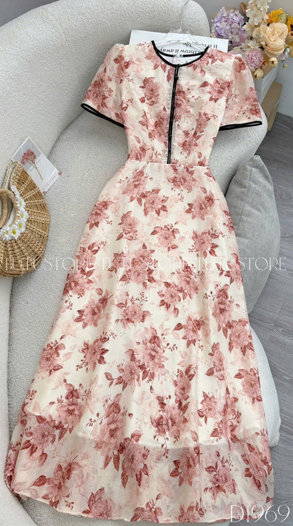 Đầm Thiết Kế Cổ Tròn Dáng Dài Đi Tiệc TuTu Store Mã D1969