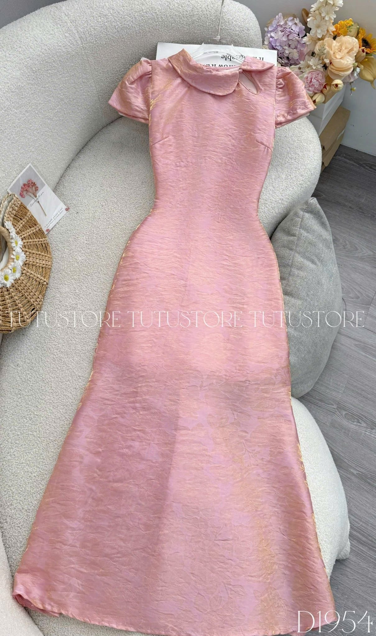 Đầm Thiết Kế Cổ Tròn Dáng Dài Xòe Nhẹ Đầm Đi Tiệc TuTu Store Mã D1954