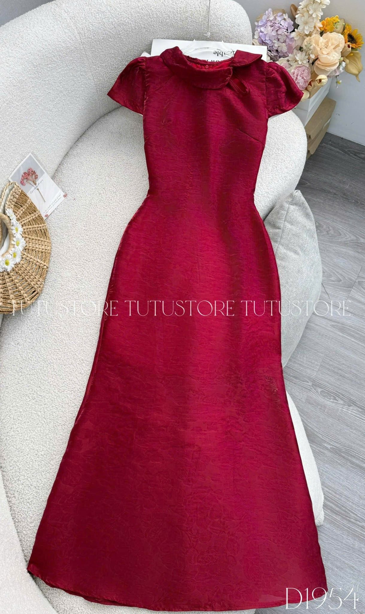 Đầm Thiết Kế Cổ Tròn Dáng Dài Xòe Nhẹ Đầm Đi Tiệc TuTu Store Mã D1954