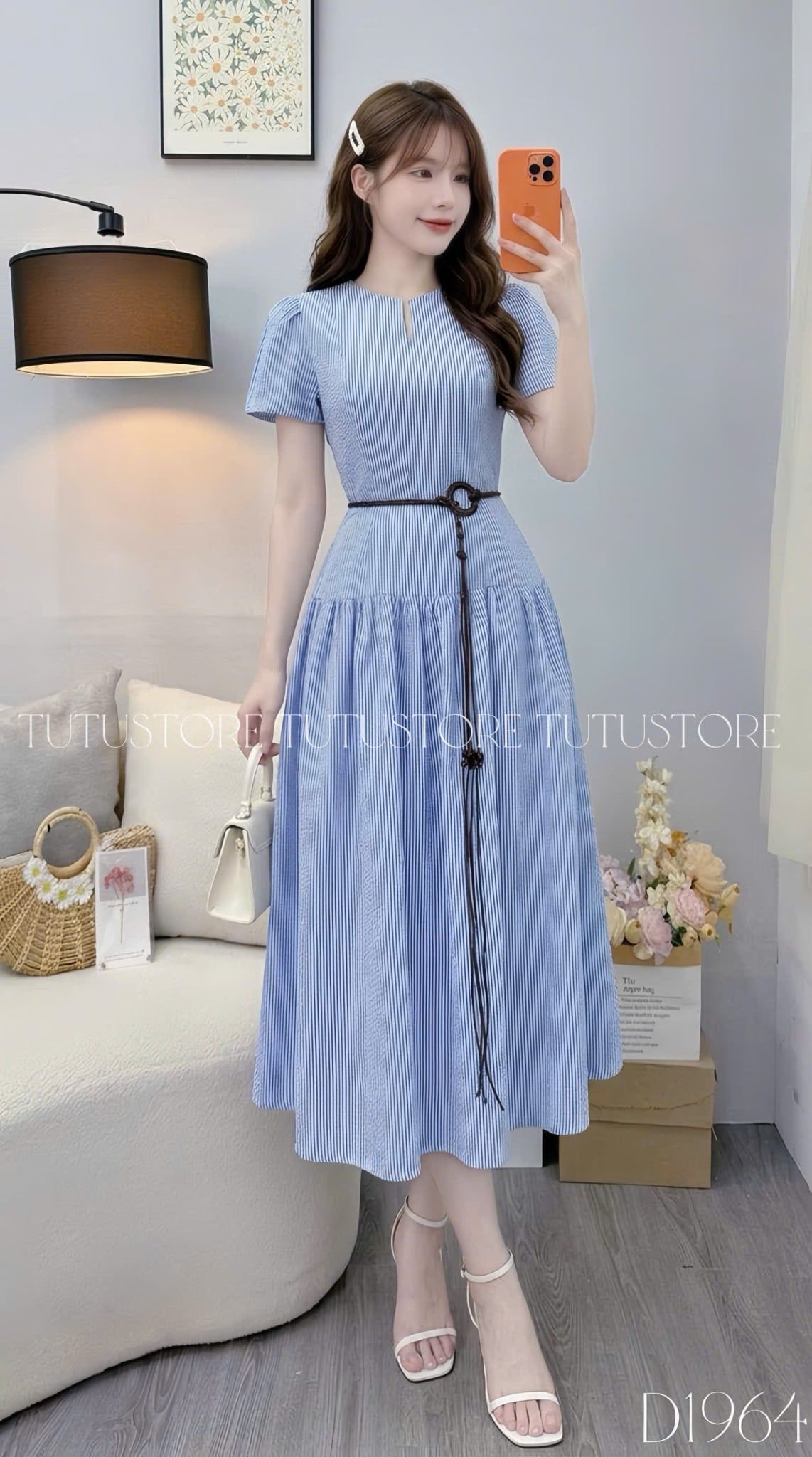 Đầm Thiết Kế Cổ Kiểu Giọt Nước Hạ Hông Xinh Yêu Đầm Đi Tiệc TuTu Store Mã D1964