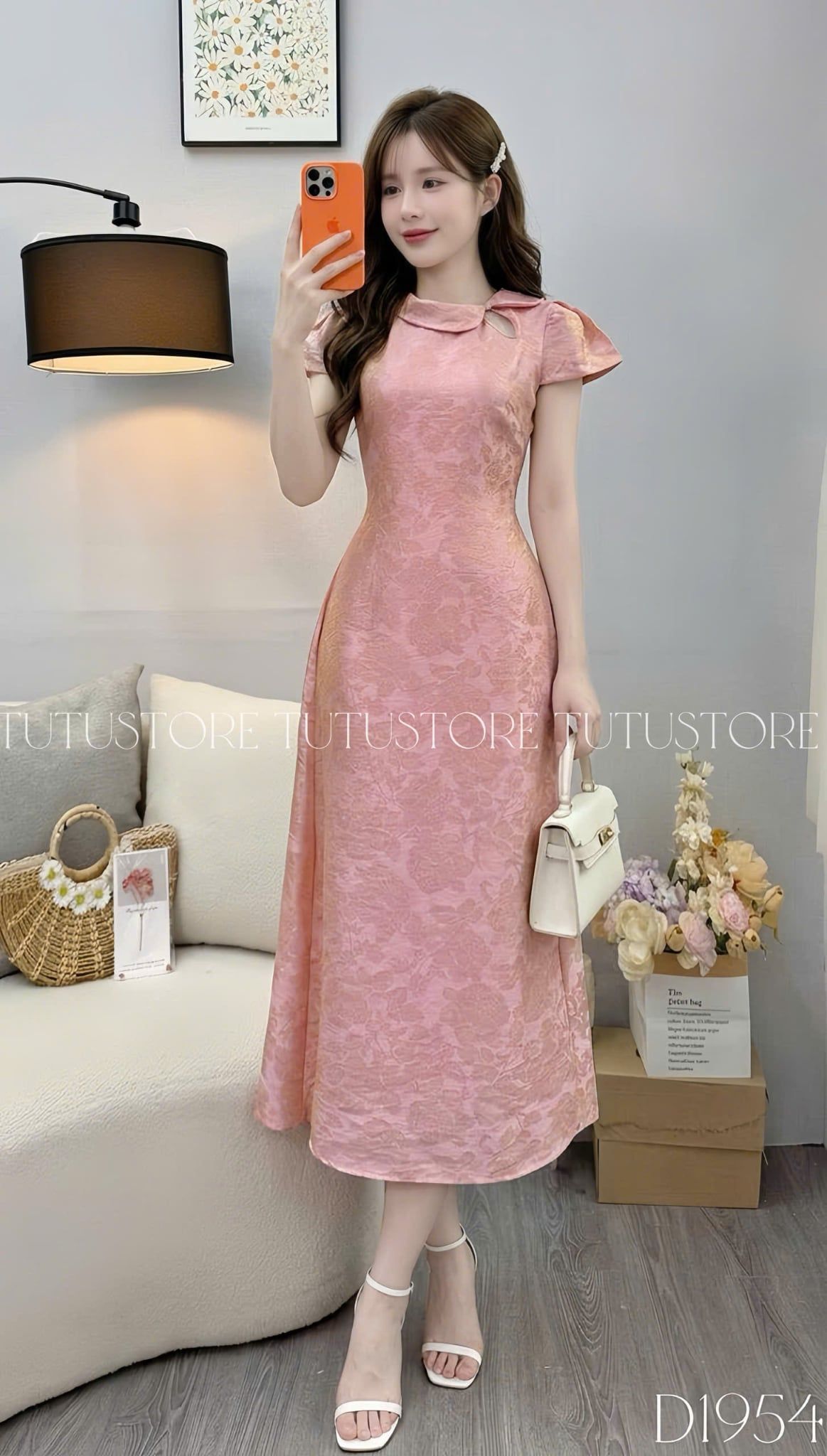 Đầm Thiết Kế Cổ Tròn Dáng Dài Xòe Nhẹ Đầm Đi Tiệc TuTu Store Mã D1954