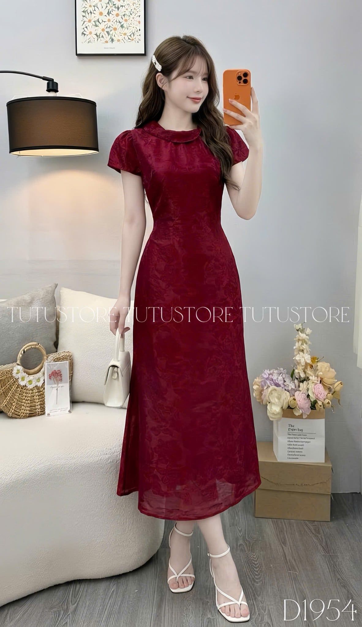 Đầm Thiết Kế Cổ Tròn Dáng Dài Xòe Nhẹ Đầm Đi Tiệc TuTu Store Mã D1954