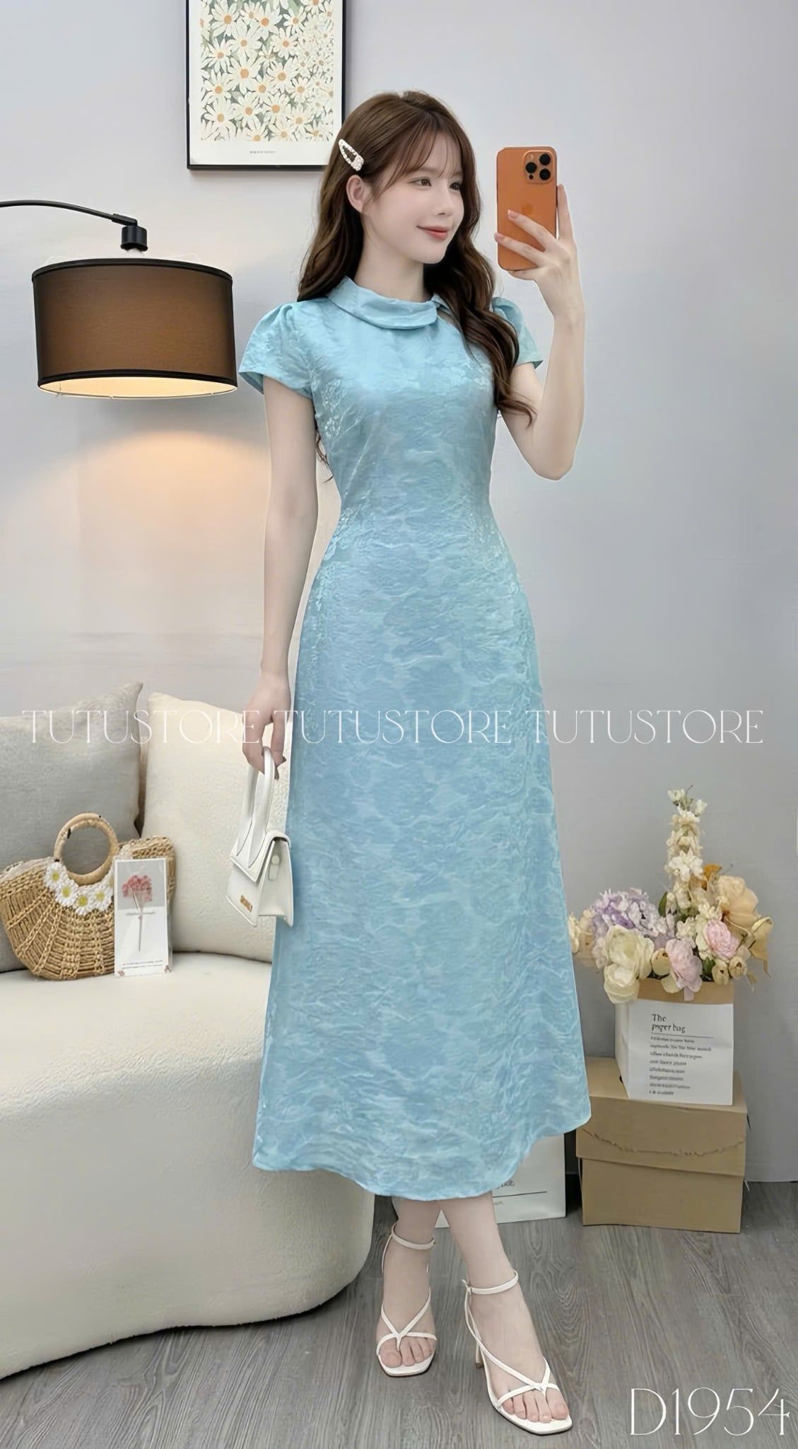 Đầm Thiết Kế Cổ Tròn Dáng Dài Xòe Nhẹ Đầm Đi Tiệc TuTu Store Mã D1954