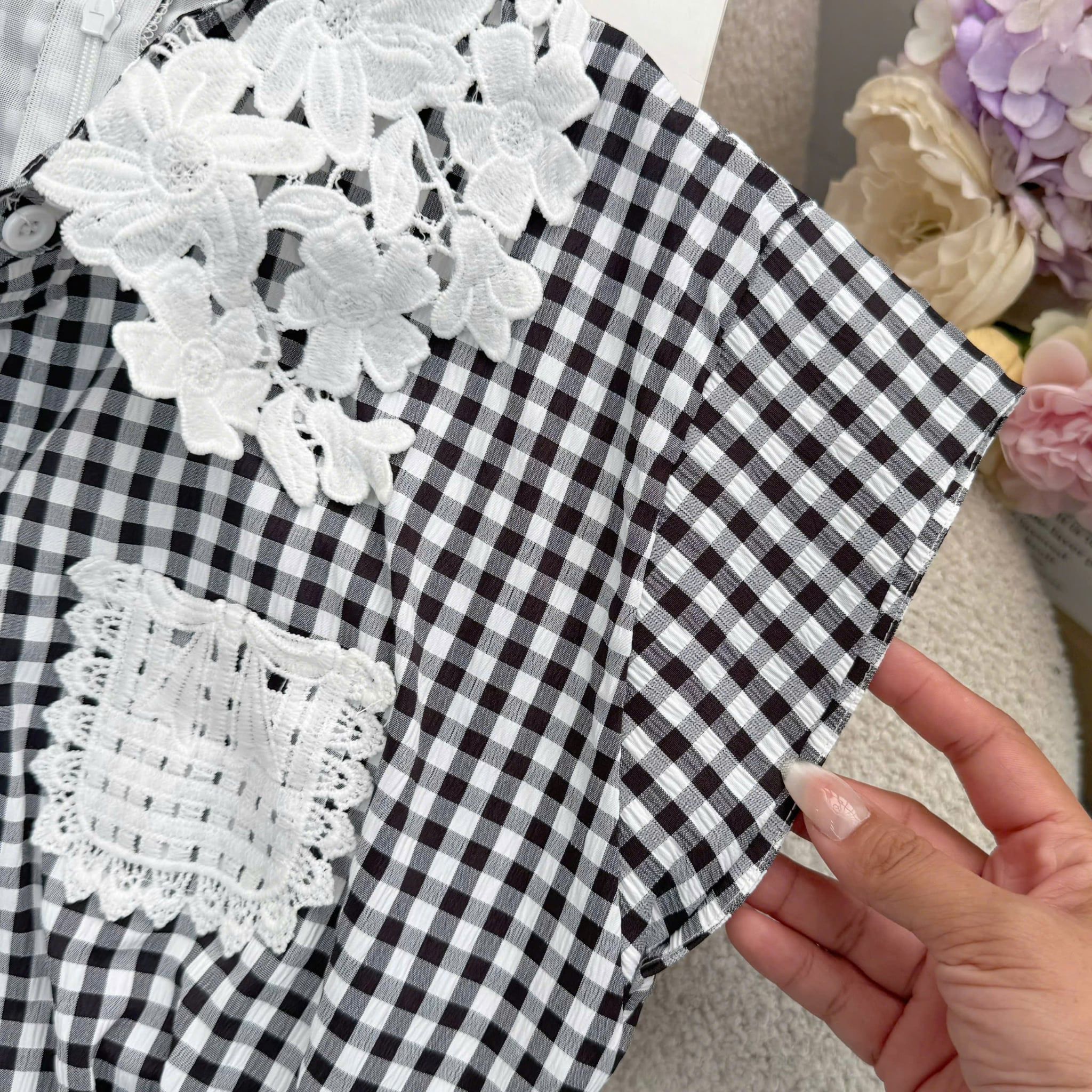Đầm Thiết Kế Cổ Áo Sơ Mi Chiết Eo Kiểu Caro Dáng Dài Đi Tiệc TuTu Store Mã D1946
