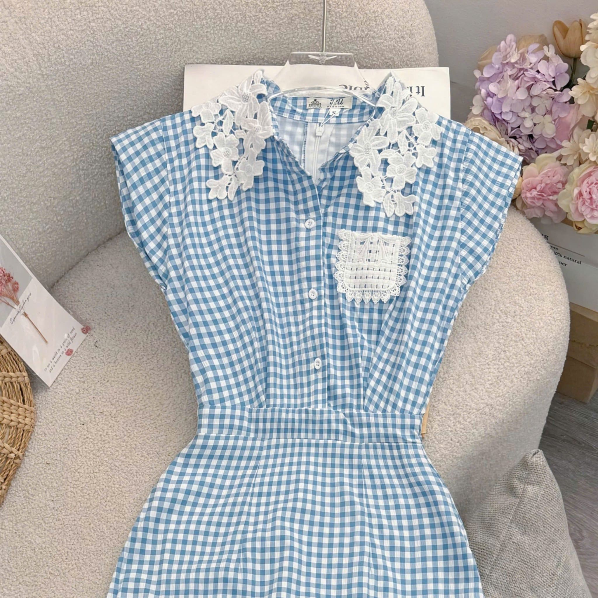 Đầm Thiết Kế Cổ Áo Sơ Mi Chiết Eo Kiểu Caro Dáng Dài Đi Tiệc TuTu Store Mã D1946