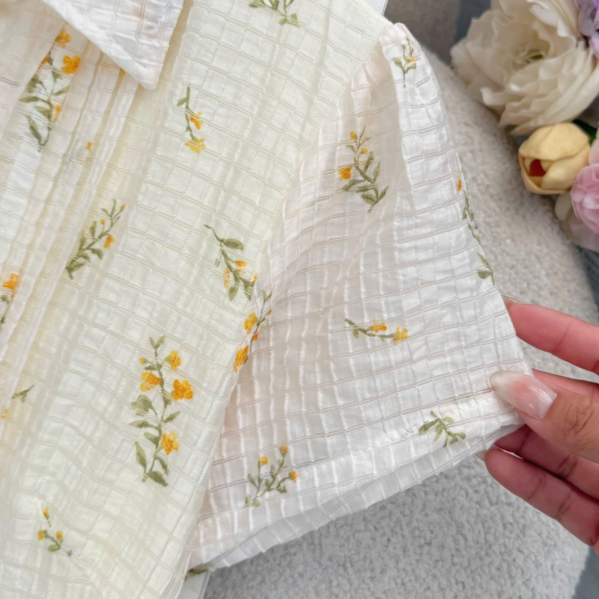 Đầm Thiết Kế Cổ Sơ Mi Dáng Xòe Hoa Nhí Đầm Đi Tiệc TuTu Store Mã D1955