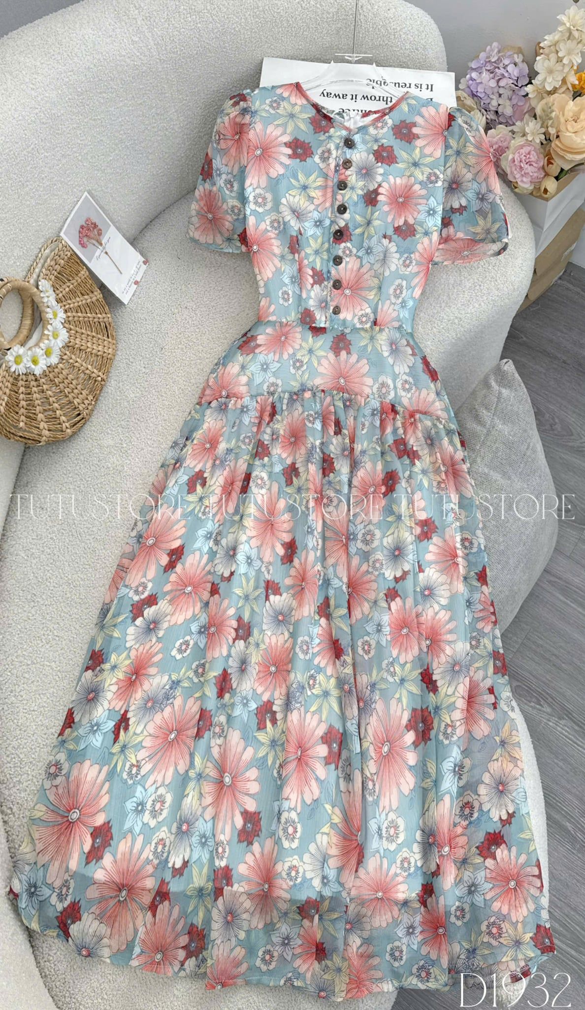 Đầm Thiết Kế Cổ Tròn Dáng Xòe Đầm Đi Tiệc TuTu Store Mã D1932