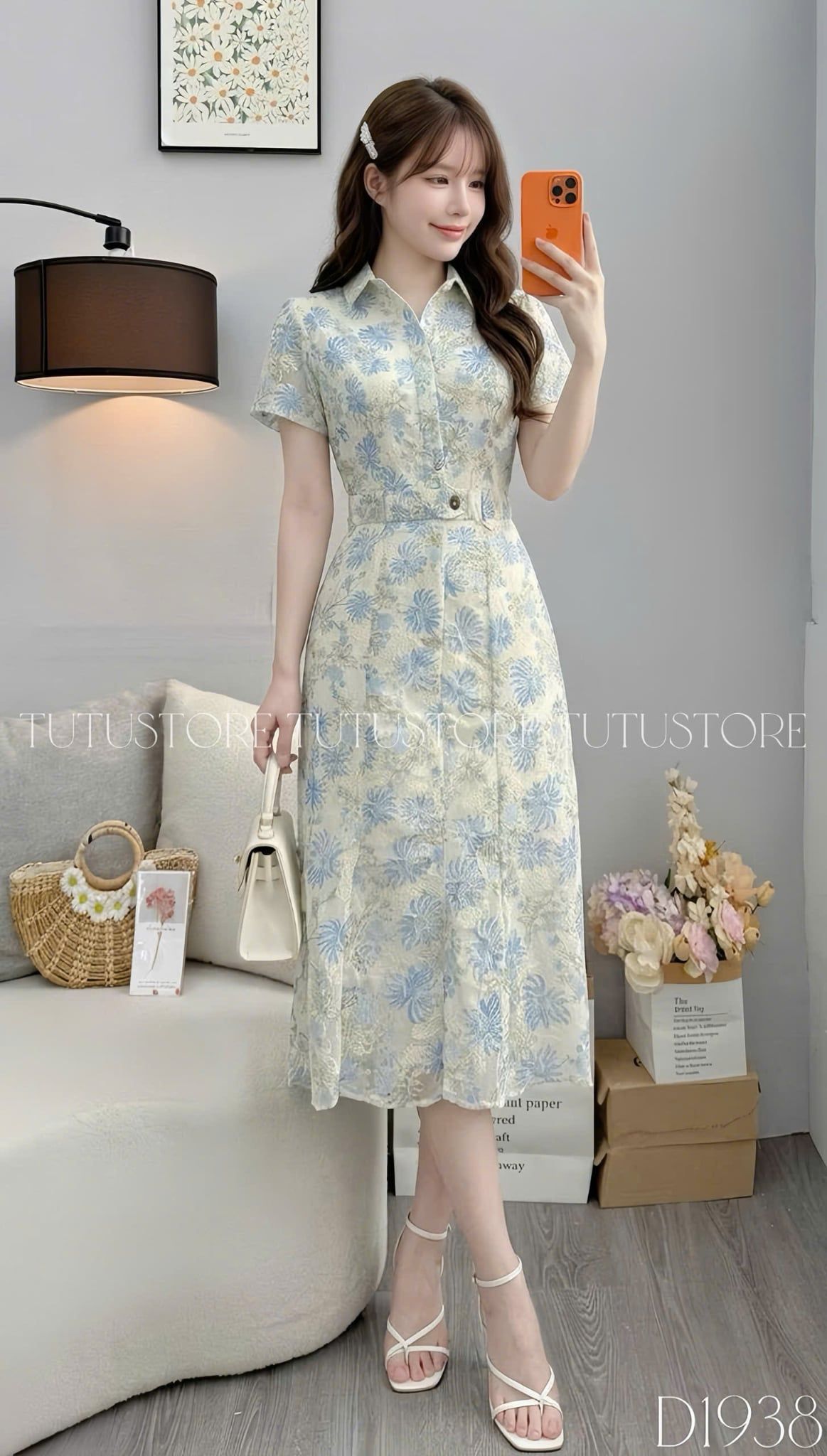 Đầm Thiết Kế Cổ Sơ Mi Dáng A Ren Thêu Đầm Đi Tiệc TuTu Store Mã D1938