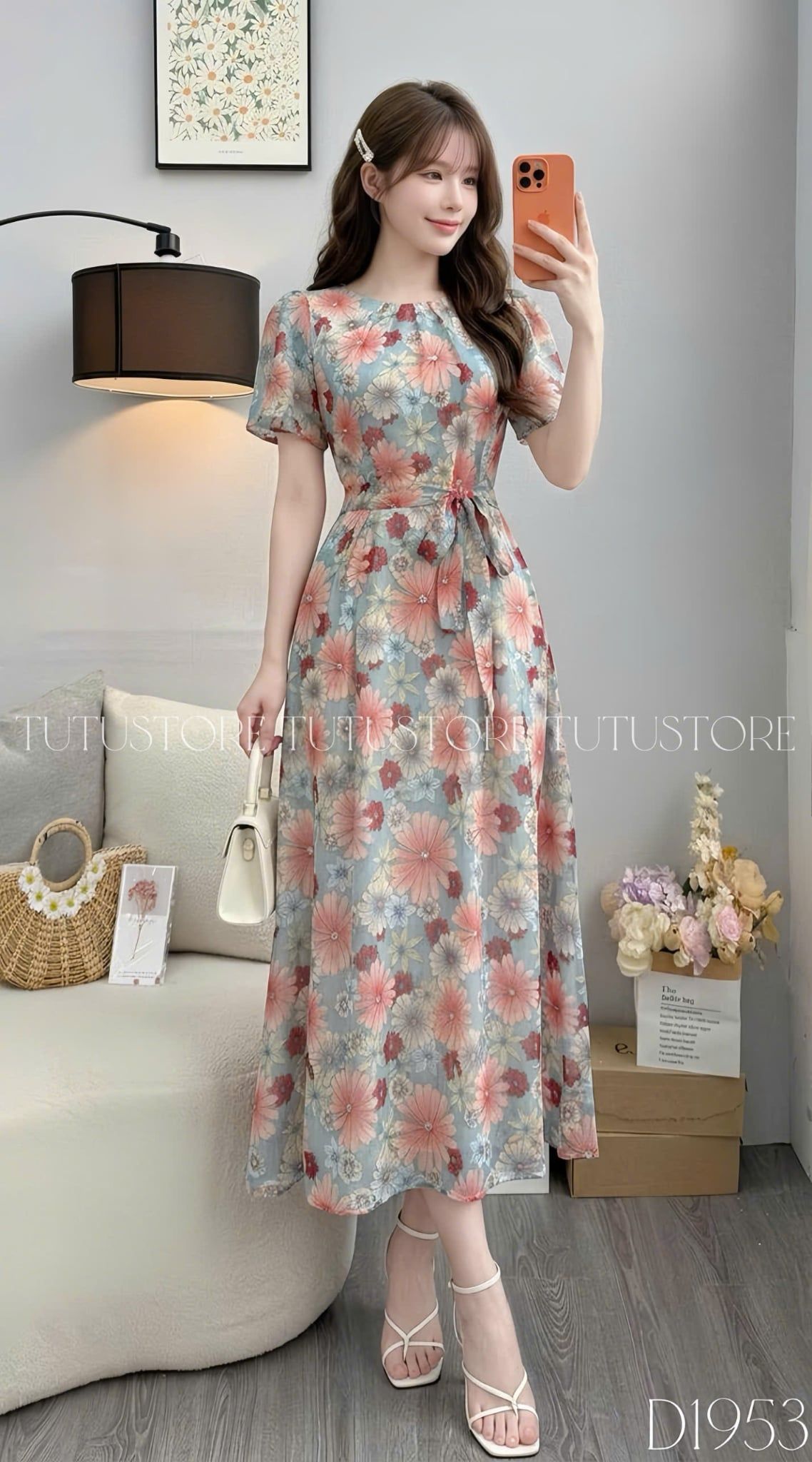 Đầm Thiết Kế Cổ Tròn Dáng Xòe In Hoa Đầm Đi Tiệc TuTu Store Mã D1953
