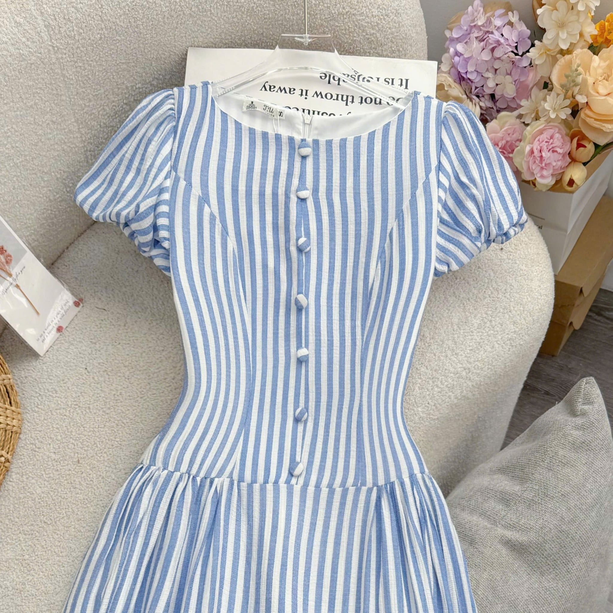 Đầm Thiết Kế Cổ Tròn Tay Bí Dáng Xòe Đầm Đi Tiệc TuTu Store Mã D1961