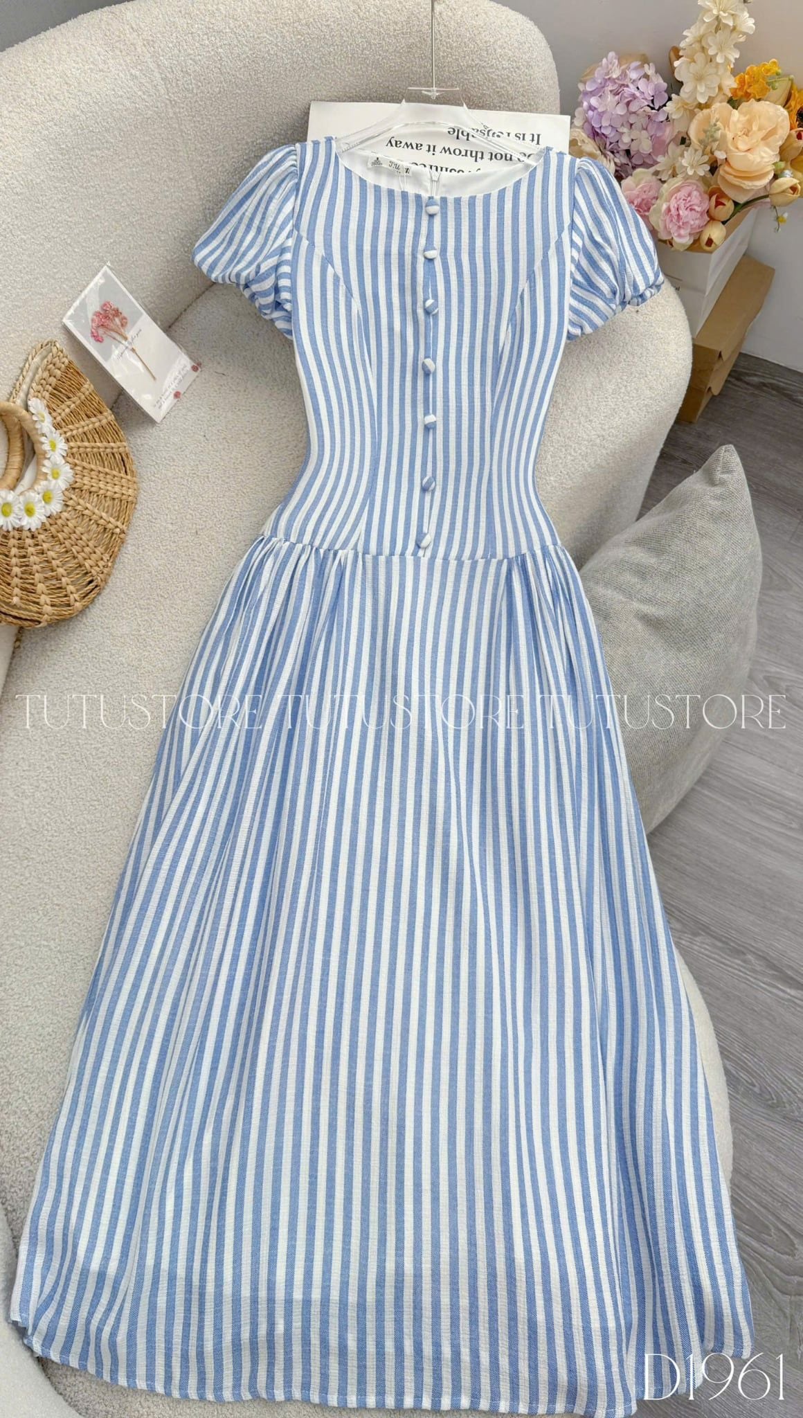 Đầm Thiết Kế Cổ Tròn Tay Bí Dáng Xòe Đầm Đi Tiệc TuTu Store Mã D1961