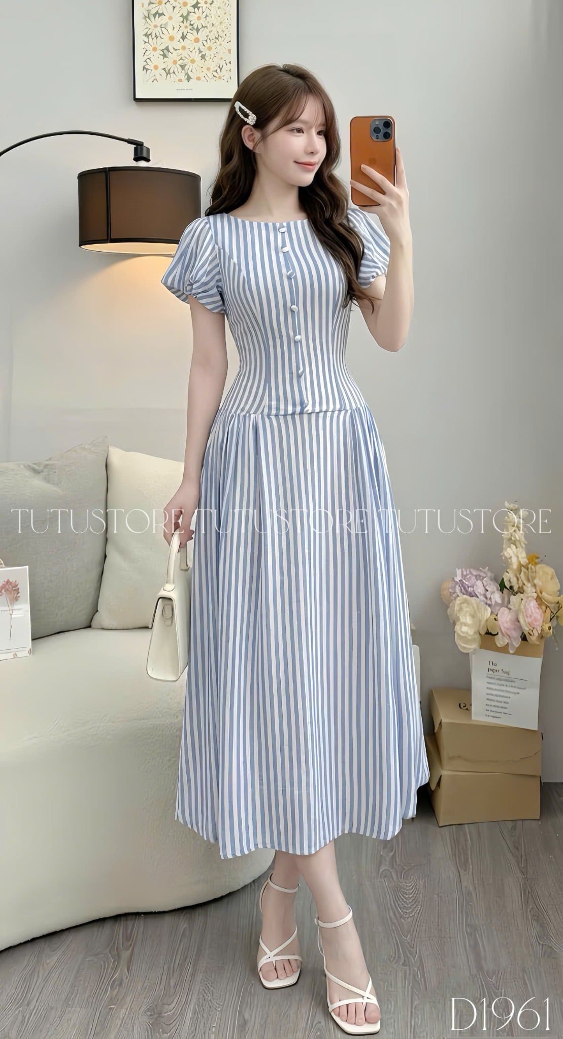 Đầm Thiết Kế Cổ Tròn Tay Bí Dáng Xòe Đầm Đi Tiệc TuTu Store Mã D1961