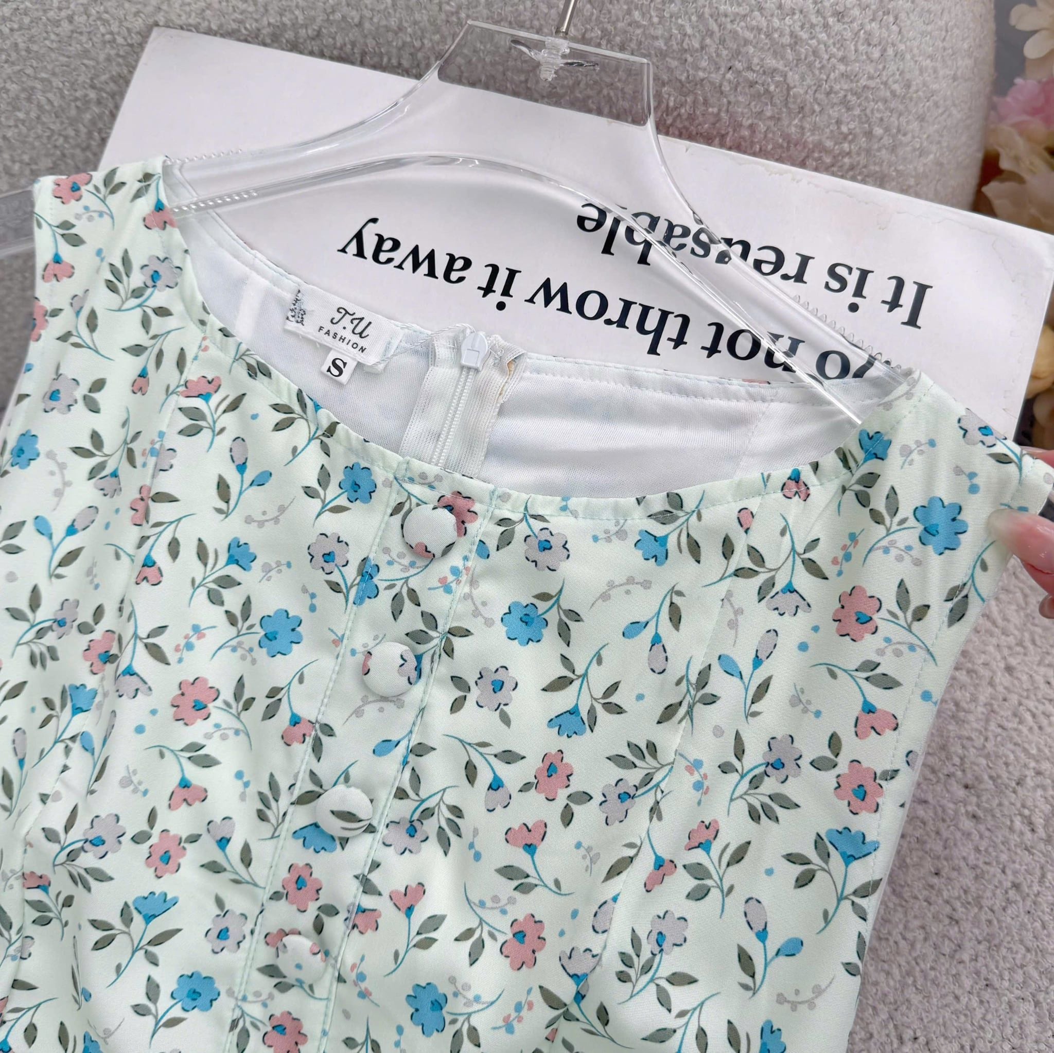 Đầm Thiết Kế Cổ Thuyền Dáng Xòe Hoa Nhí Đầm Đi Tiệc TuTu Store Mã D1931