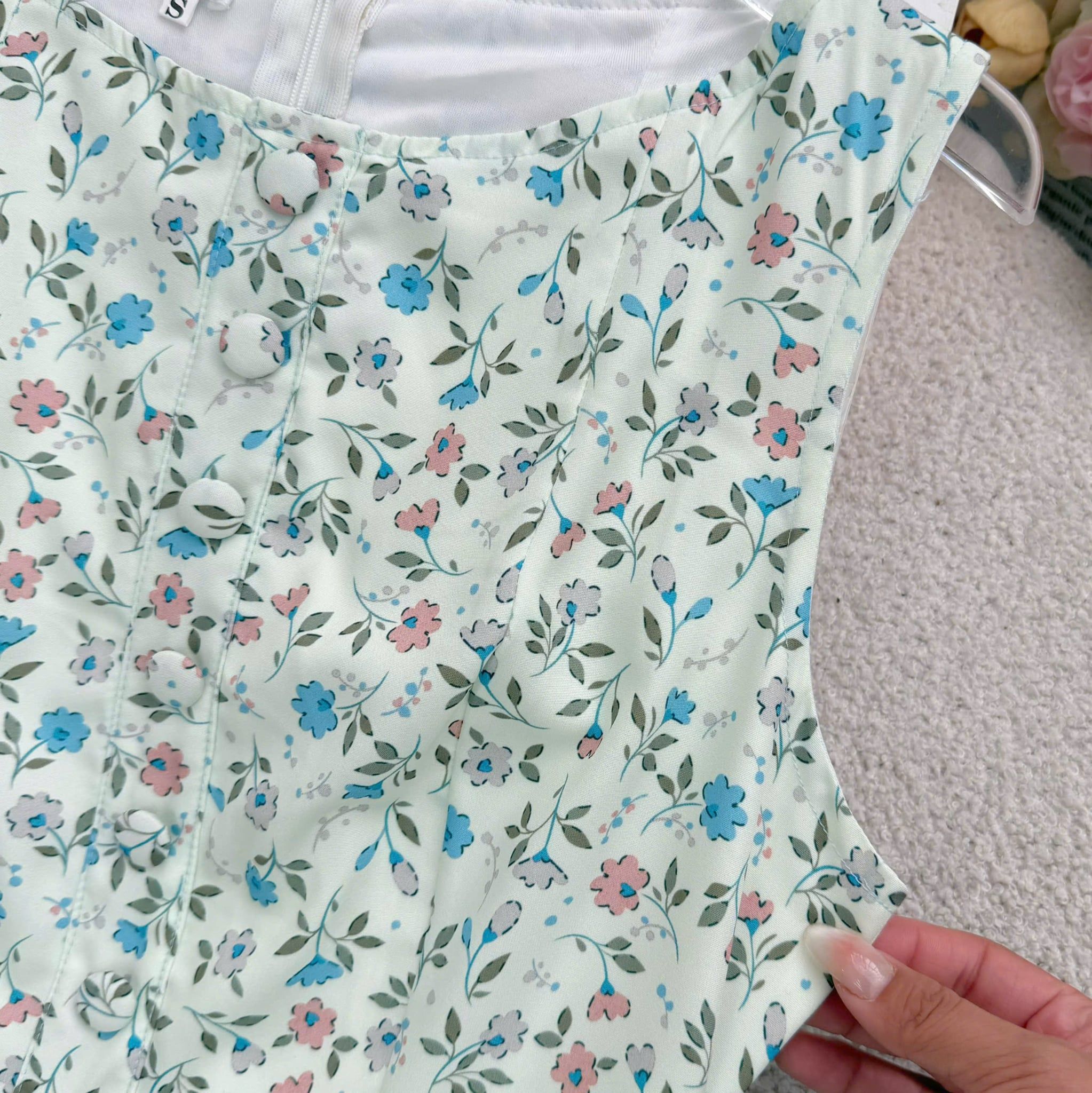 Đầm Thiết Kế Cổ Thuyền Dáng Xòe Hoa Nhí Đầm Đi Tiệc TuTu Store Mã D1931