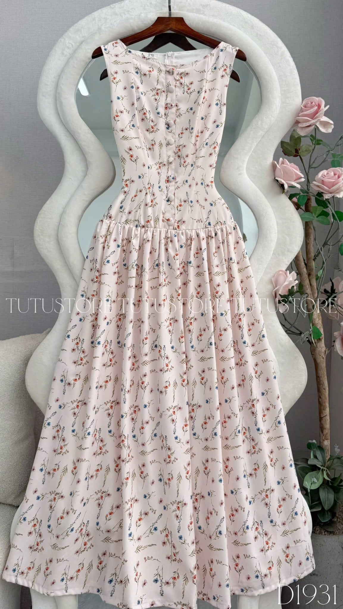 Đầm Thiết Kế Cổ Thuyền Dáng Xòe Hoa Nhí Đầm Đi Tiệc TuTu Store Mã D1931