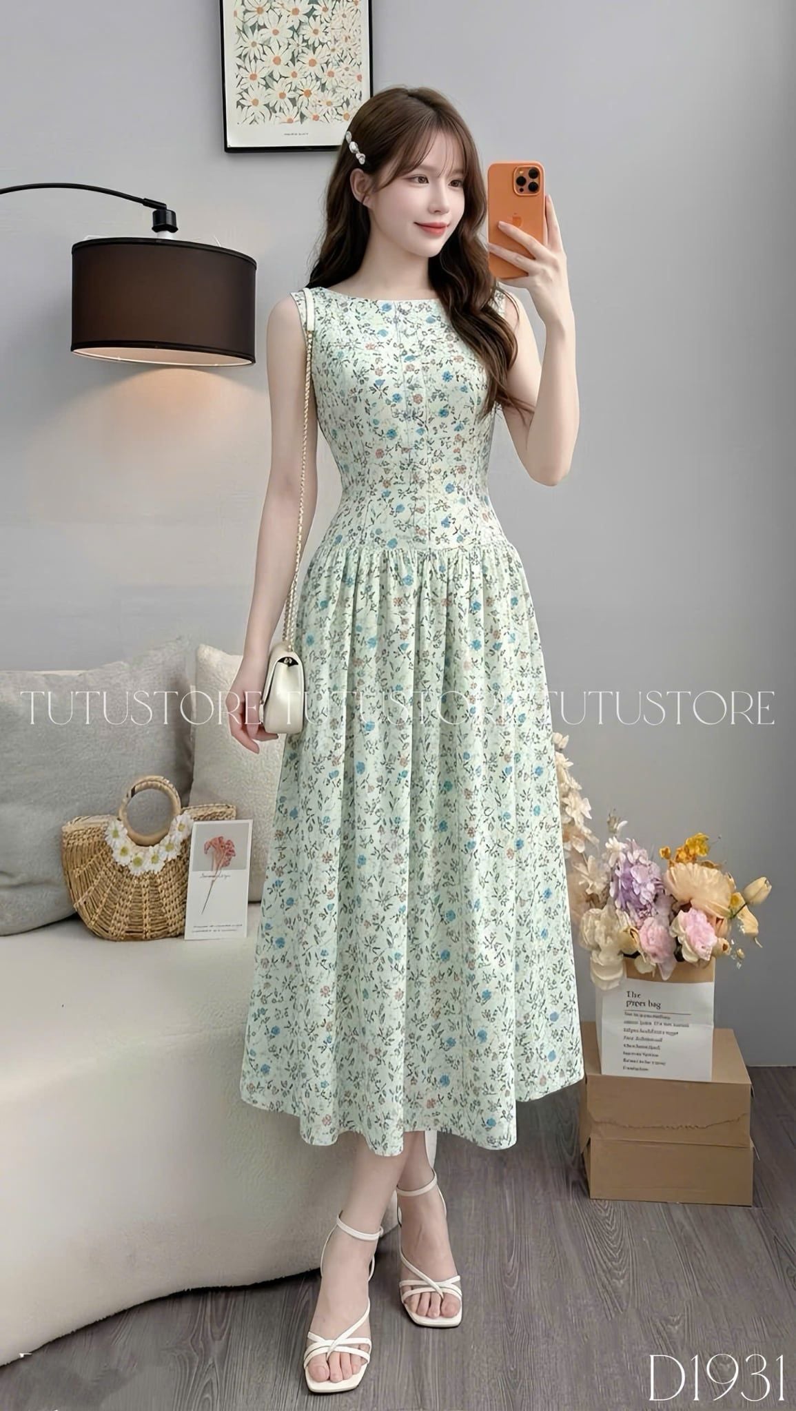 Đầm Thiết Kế Cổ Thuyền Dáng Xòe Hoa Nhí Đầm Đi Tiệc TuTu Store Mã D1931