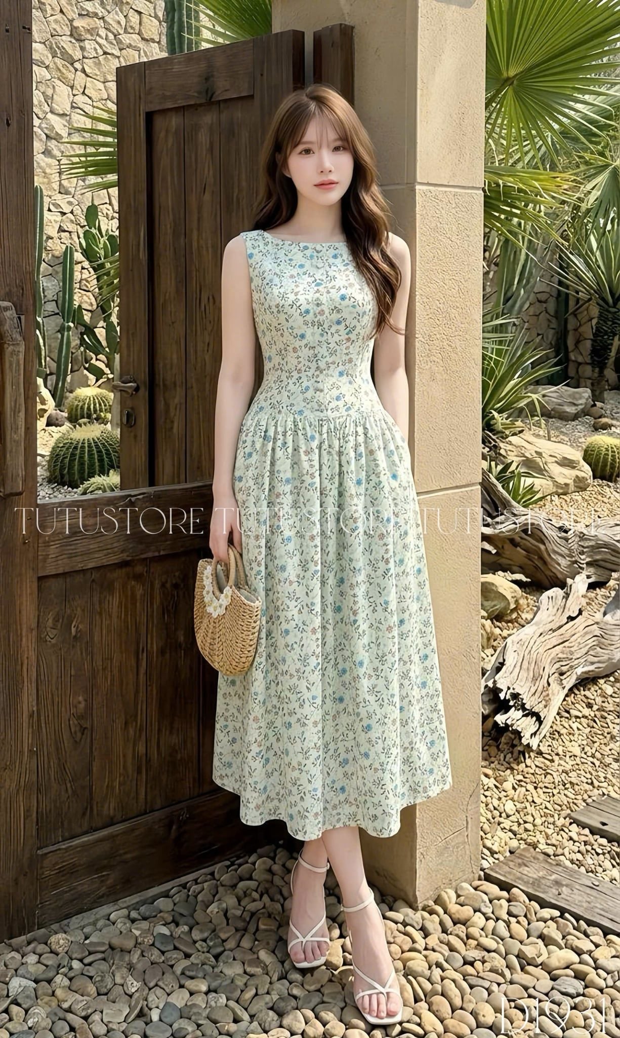 Đầm Thiết Kế Cổ Thuyền Dáng Xòe Hoa Nhí Đầm Đi Tiệc TuTu Store Mã D1931