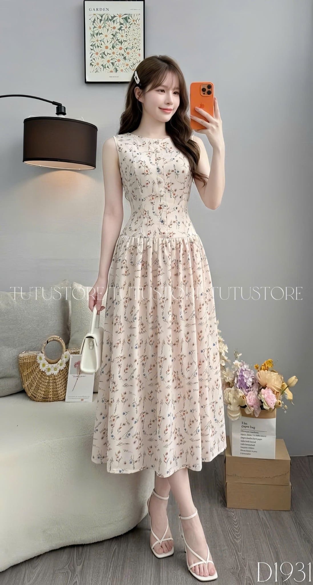Đầm Thiết Kế Cổ Thuyền Dáng Xòe Hoa Nhí Đầm Đi Tiệc TuTu Store Mã D1931