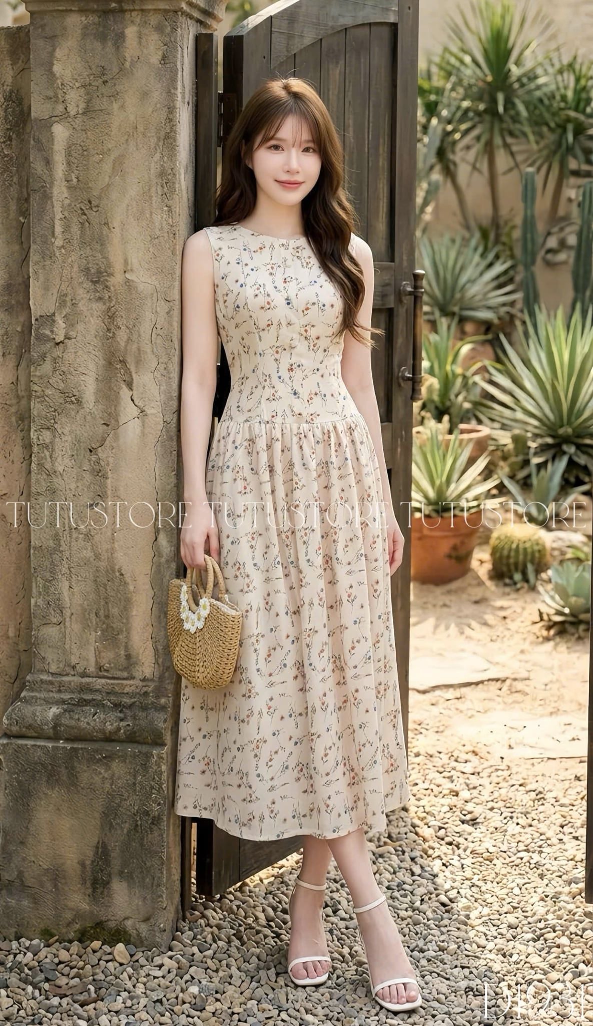 Đầm Thiết Kế Cổ Thuyền Dáng Xòe Hoa Nhí Đầm Đi Tiệc TuTu Store Mã D1931