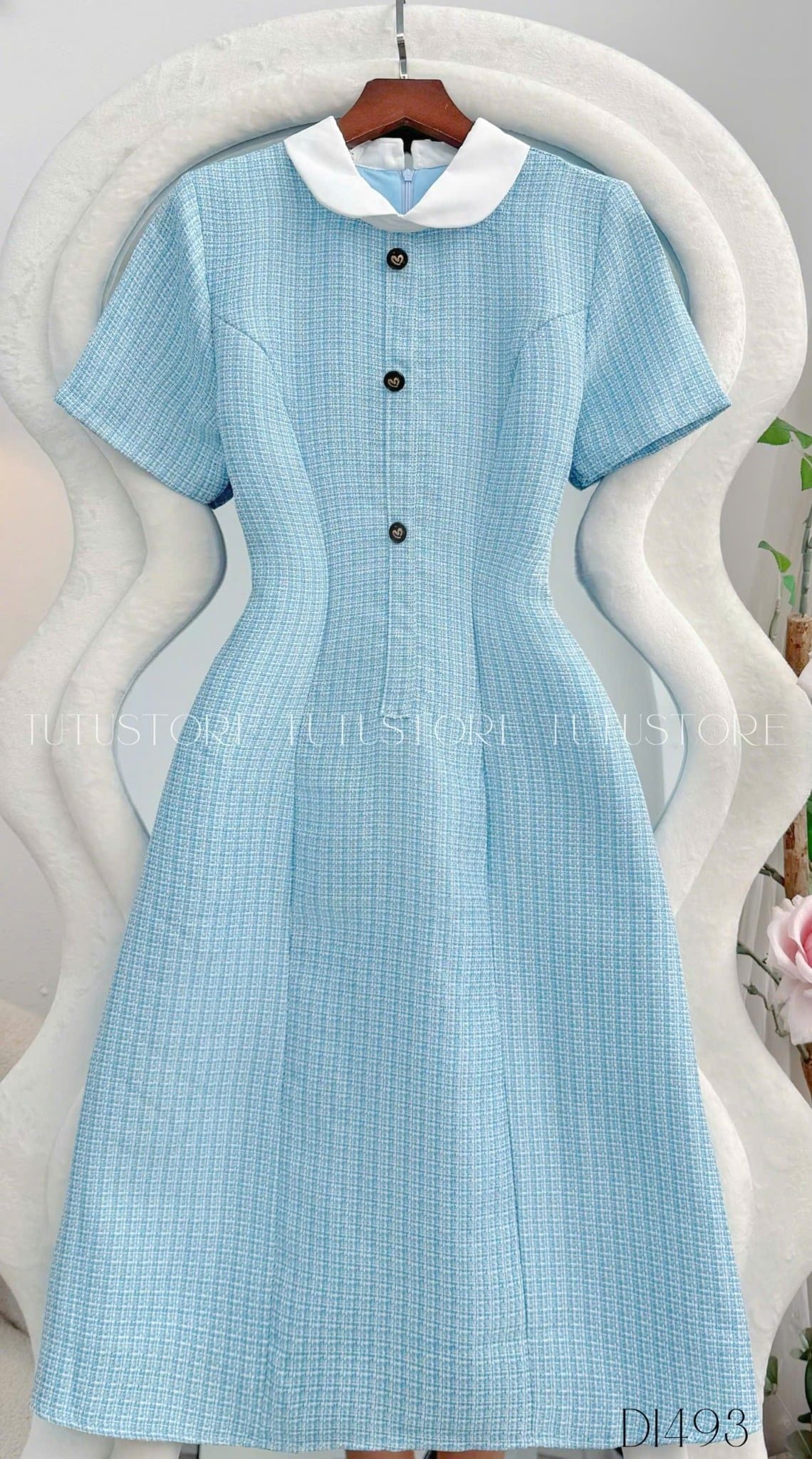 Đầm thiết kế cổ sơ mi tròn đi tiệc TuTu Store - Mã D1493