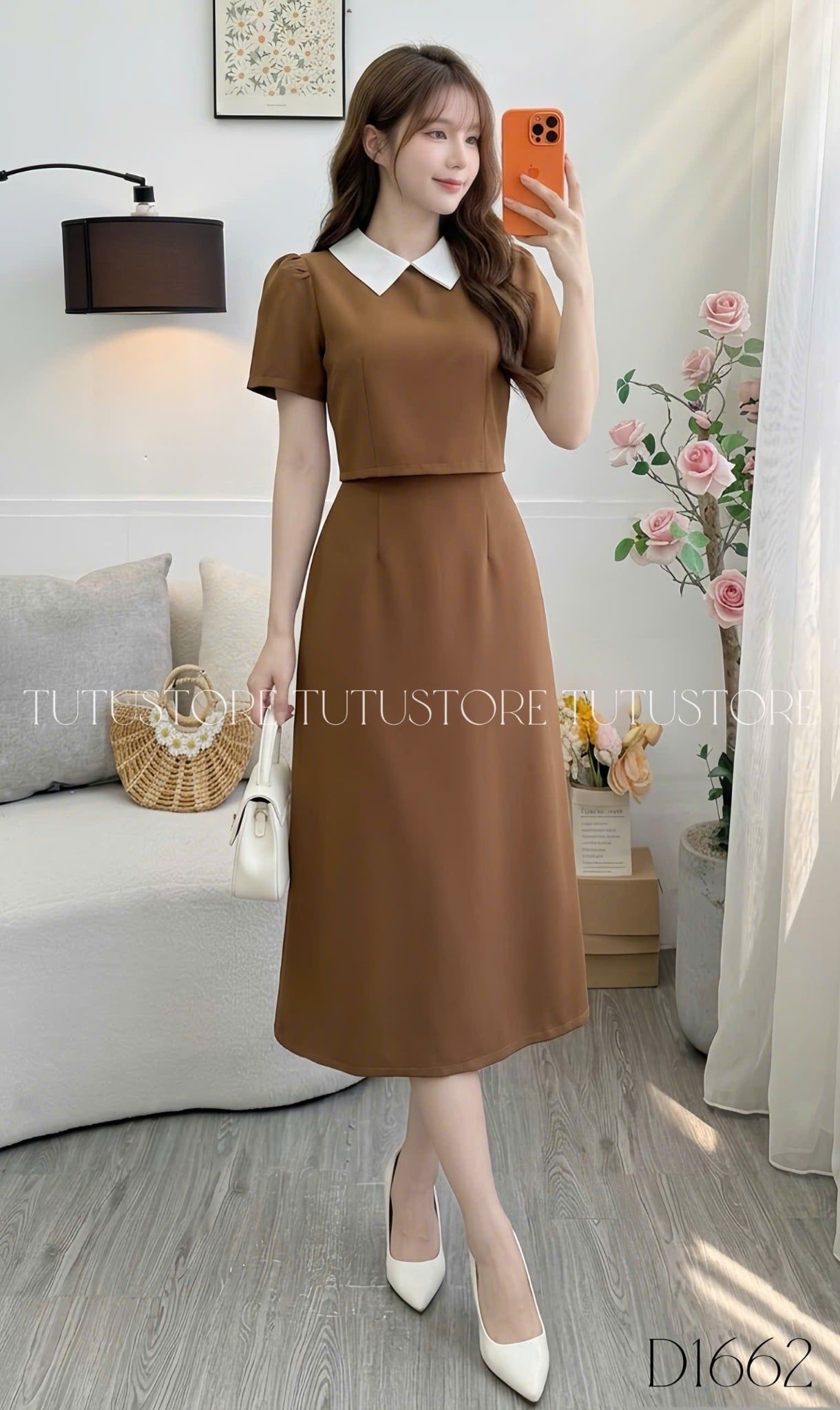 Đầm Liền Thiết Kế Cổ Tròn Công Sở TuTu Store Mã D1662
