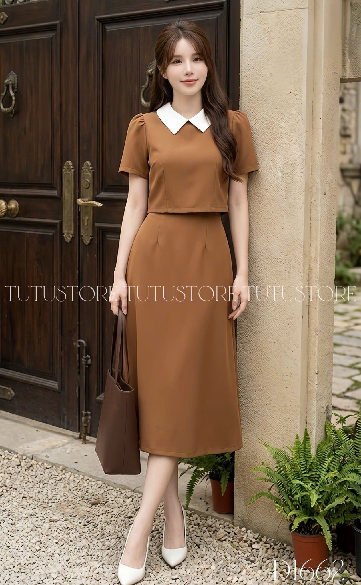 Đầm Liền Thiết Kế Cổ Tròn Công Sở TuTu Store Mã D1662