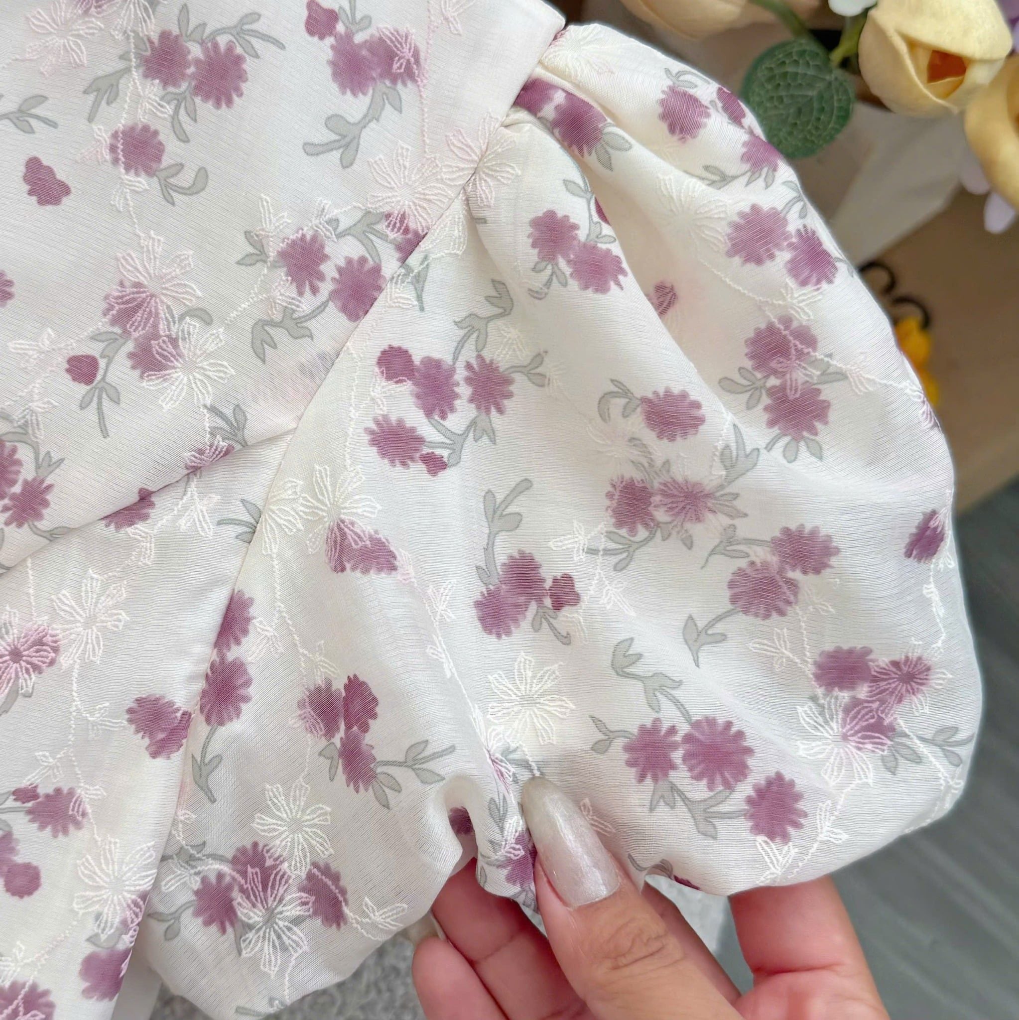 Đầm Hoa Thiết Kế Khóa Trước Dáng Xòe Tay Bí Bồng Xinh Đi Chơi TuTu Store Mã D1691