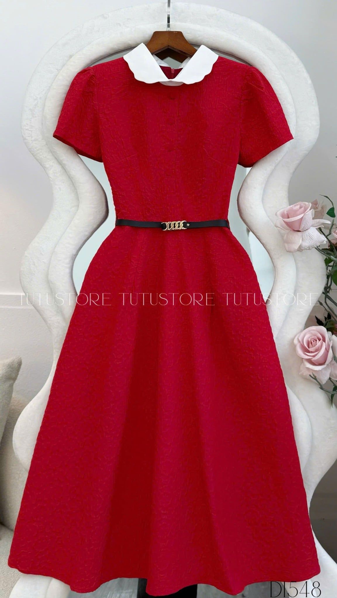 Đầm thiết kế cổ sơ mi bo tròn công sở TuTu Store - Mã D1548