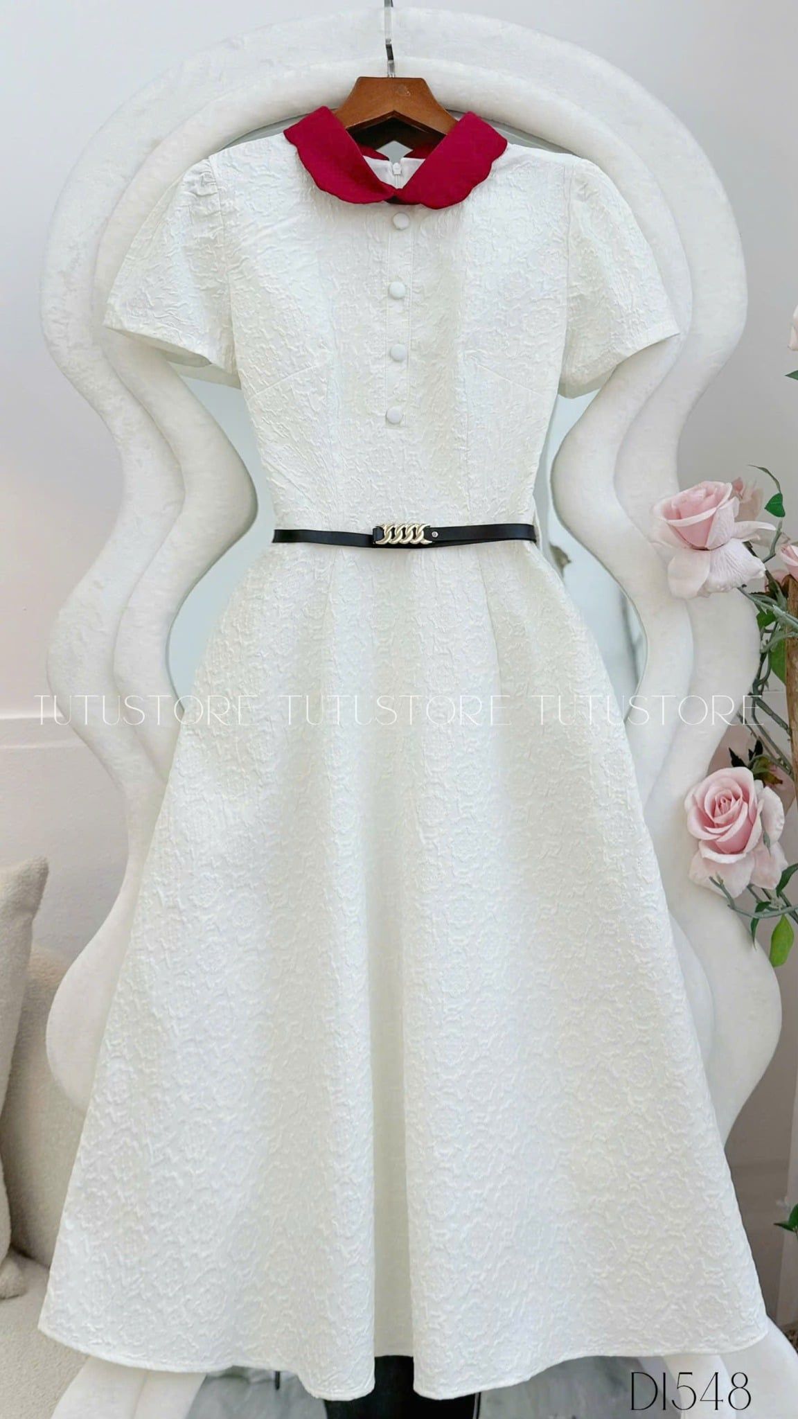 Đầm thiết kế cổ sơ mi bo tròn công sở TuTu Store - Mã D1548