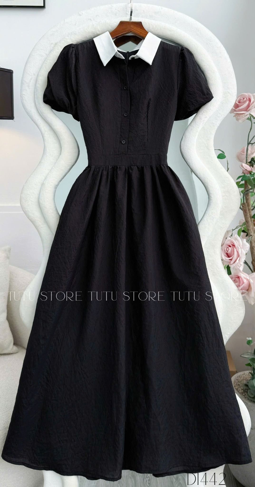 Đầm Cổ Somi Xô Linen Thiết Kế TuTu Store Phù Hợp Đi Chơi Dành Cho Nữ - Mã D1442