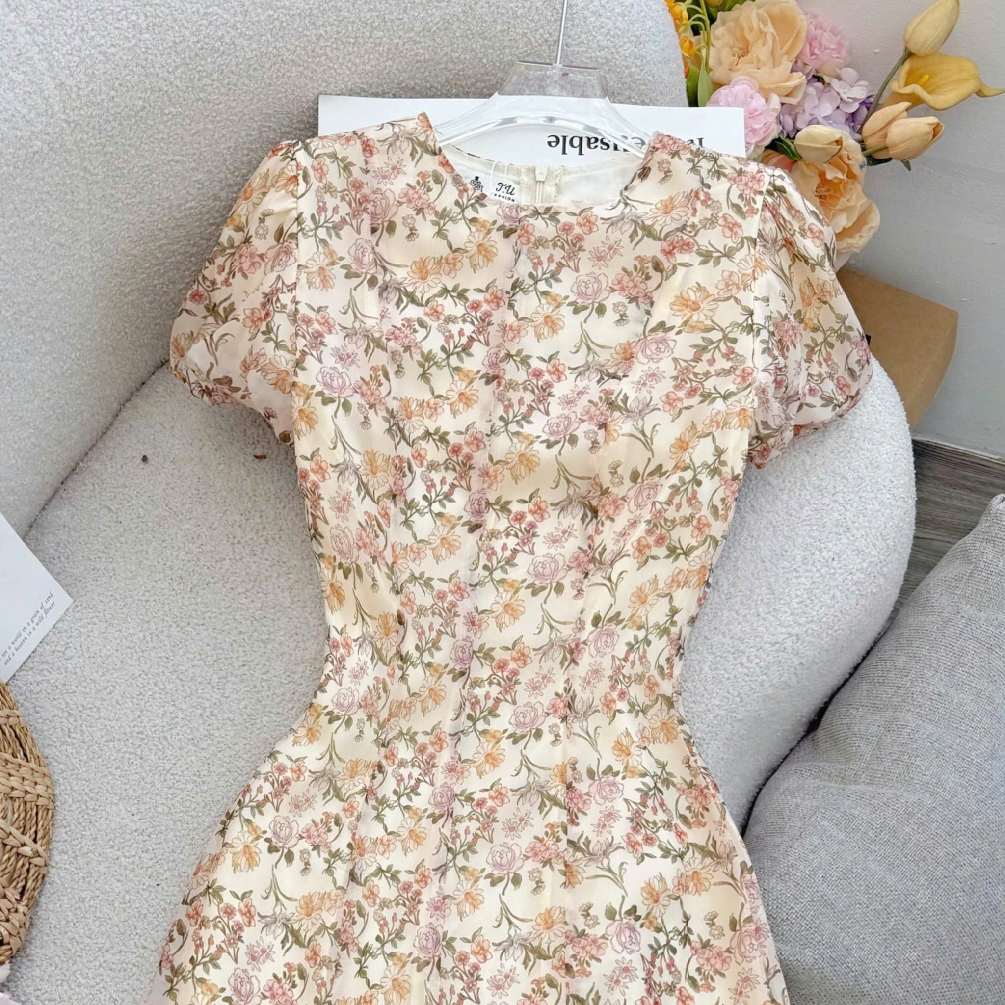 Đầm Voan Thiết Kế Tay Ngắn Dáng A Dài Đi Chơi TuTu Store Mã D1664