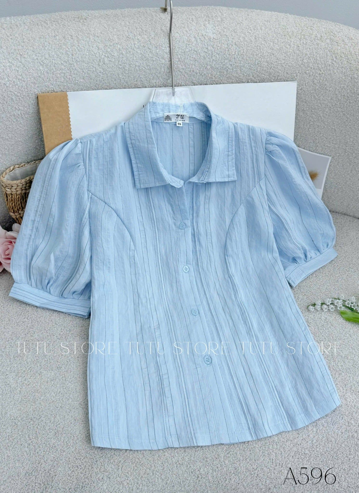 Áo Tơ Sọc Thiết Kế TuTu Store Phù Hợp Đi Làm Dành Cho Nữ - Mã A596