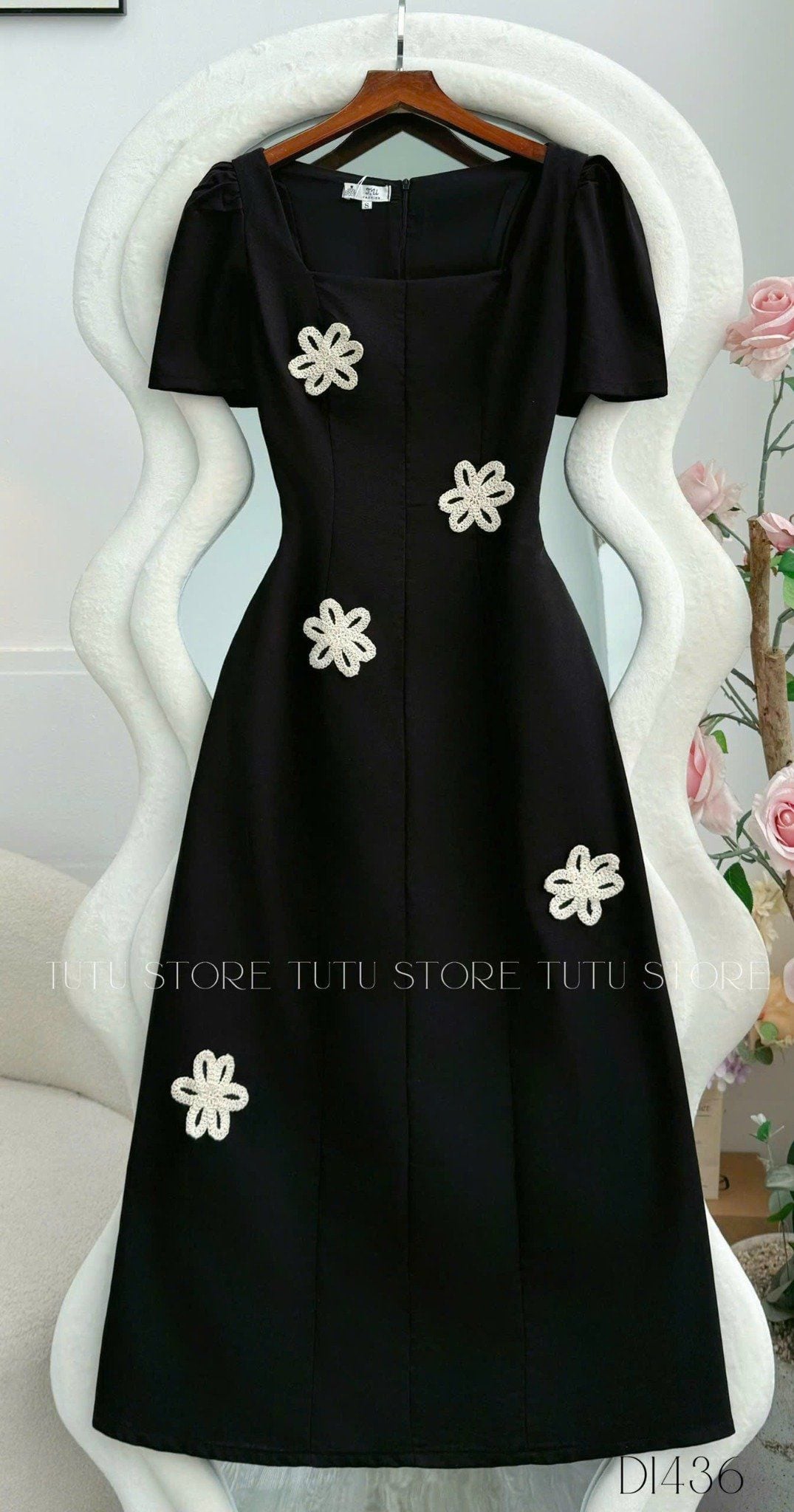 Đầm Thiết Kế Cổ Vuông Linen Cotton thiết Kế TuTu Store Dành Cho Nữ Mã D1436