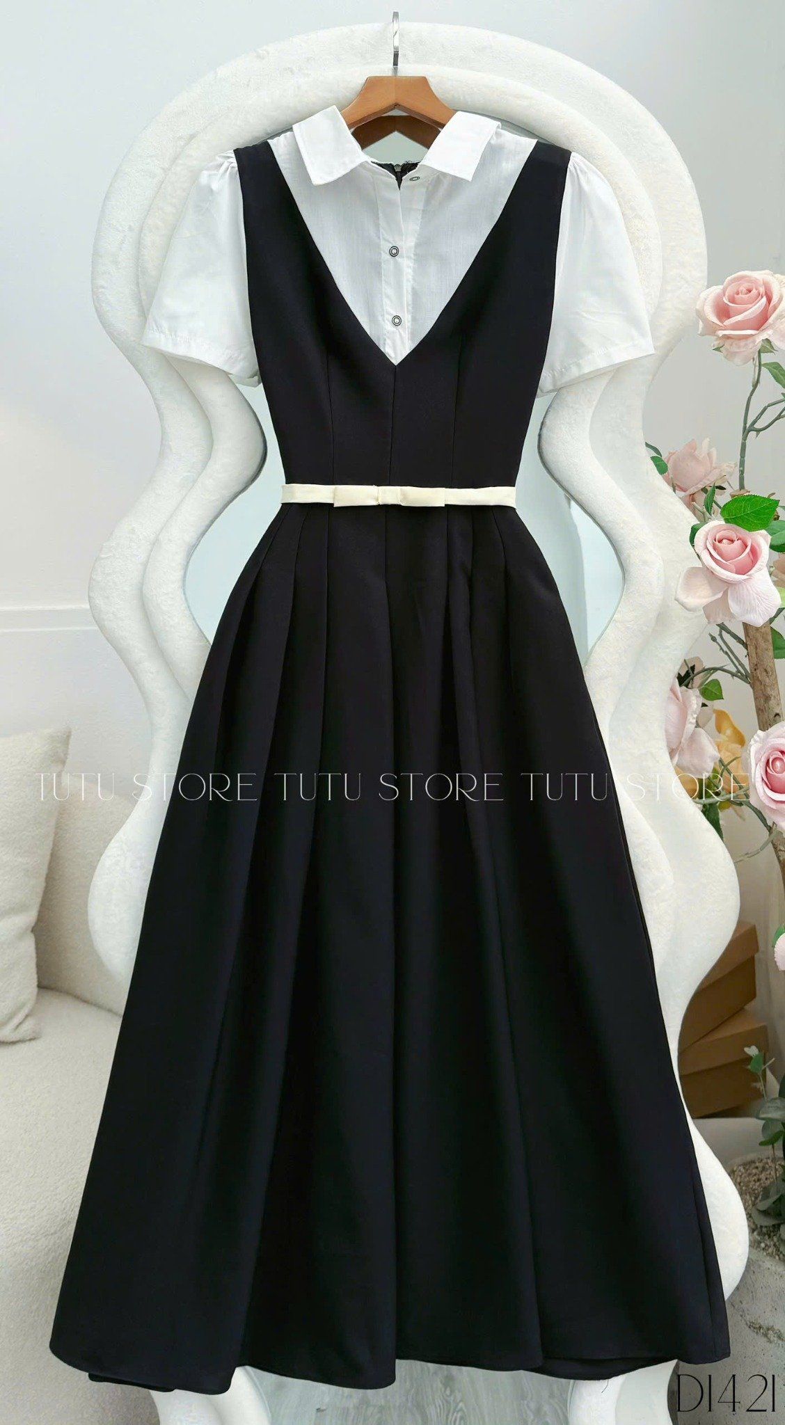 Đầm Cotton Hàn Thiết Kế TuTu Store Phù Hợp Đi Làm Dành Cho Nữ - Mã D1421