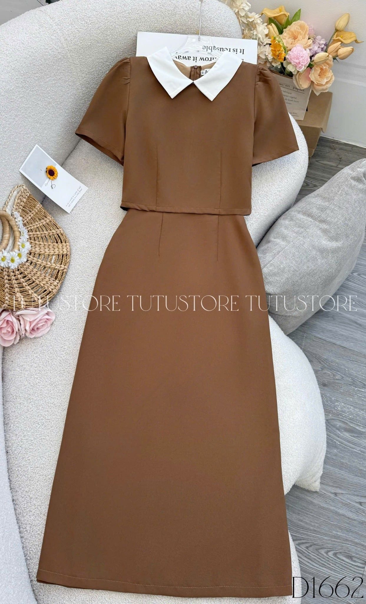 Đầm Liền Thiết Kế Cổ Tròn Công Sở TuTu Store Mã D1662