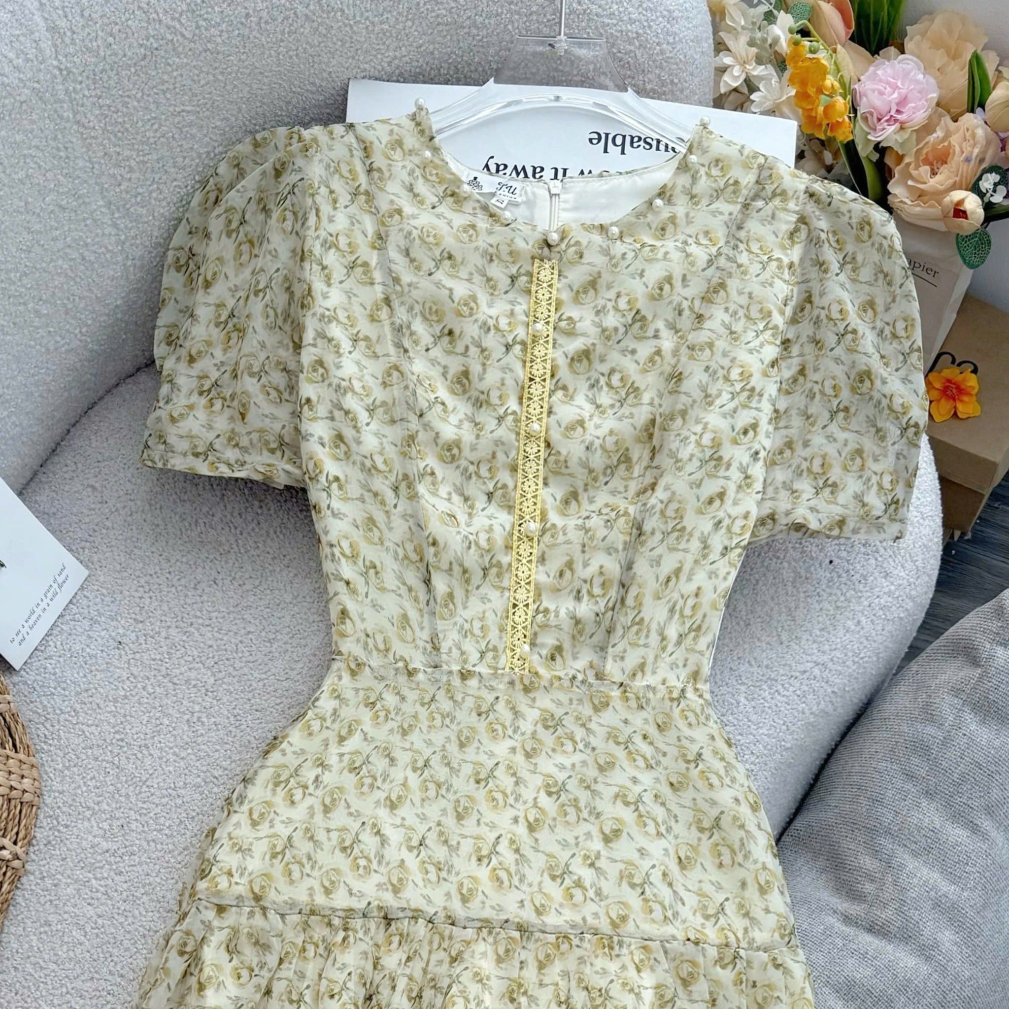 Đầm Thiết Kế Cổ Tròn Dáng Xòe Dài Hoa Nhí Đi Chơi TuTu Store Mã D1695