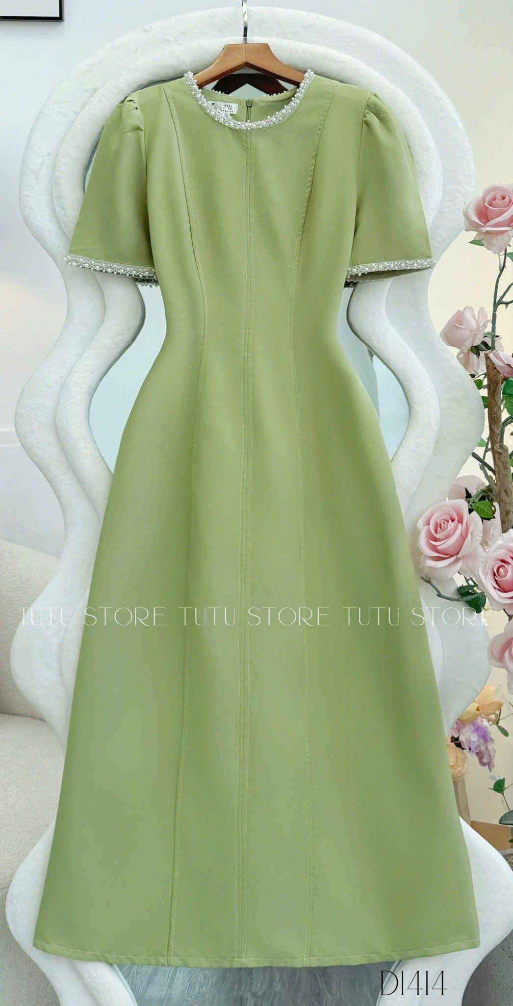 Đầm Cotton Mịn Thiết Kế TuTu Store Phù Hợp Đi Làm Dành Cho Nữ - Mã D1414